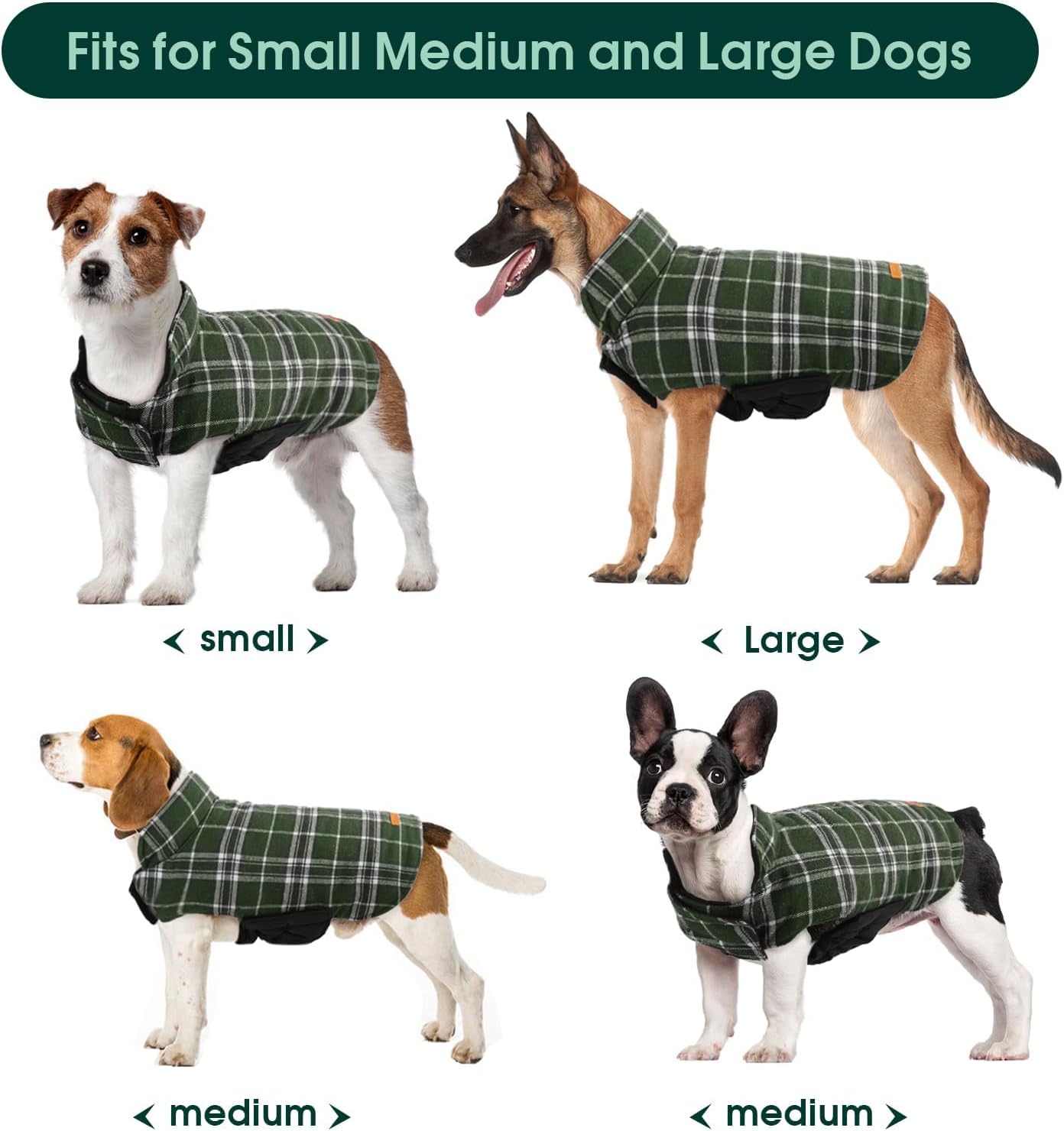 Kuoser Waterproof Dog Coat, Reversible Dog Jacket for Small Dogs, Adjustable Durable Doggie Winter Coat Warm Cozy Puppy Cold Weather Apparel from Small to Large Breed, Blue S