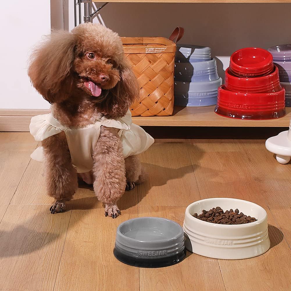 Sweejar Gradient Dog Bowl, Ceramic Dog Food Dish for Large Dogs and Large Cat, Porcelain Pet Bowl for Food and Water 32 oz (Gradient Grey)