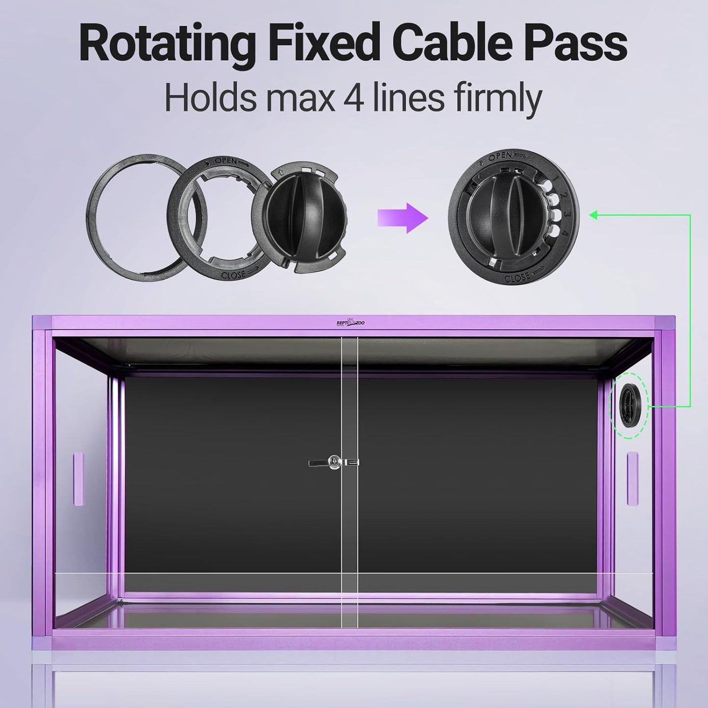REPTI ZOO 50 Gallon Reptile Terrarium, 36" x 18" x 18" Light Weight Reptile Enclosure, Colored Reptiles Tank with Tempered Glass Door, Large Habitat for Bearded Dragon, Snake, Lizard, Gecko-Purple