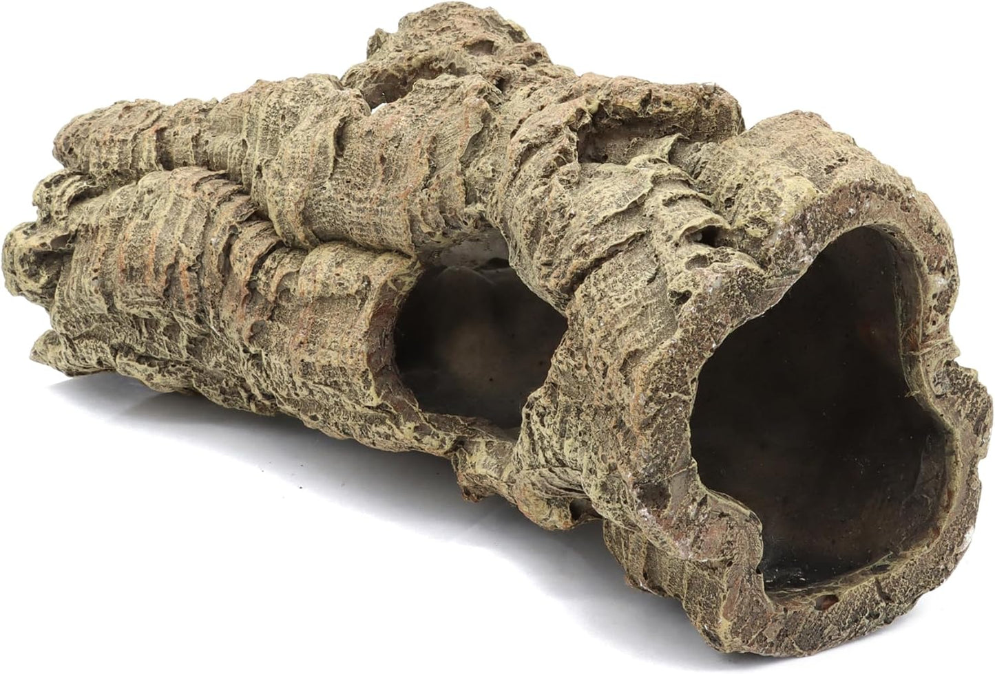 Reptile Terrarium Hideout Decor, Resin Wood Hide Decor for Reptiles, Fish, Amphibians, Small Animals (Medium)