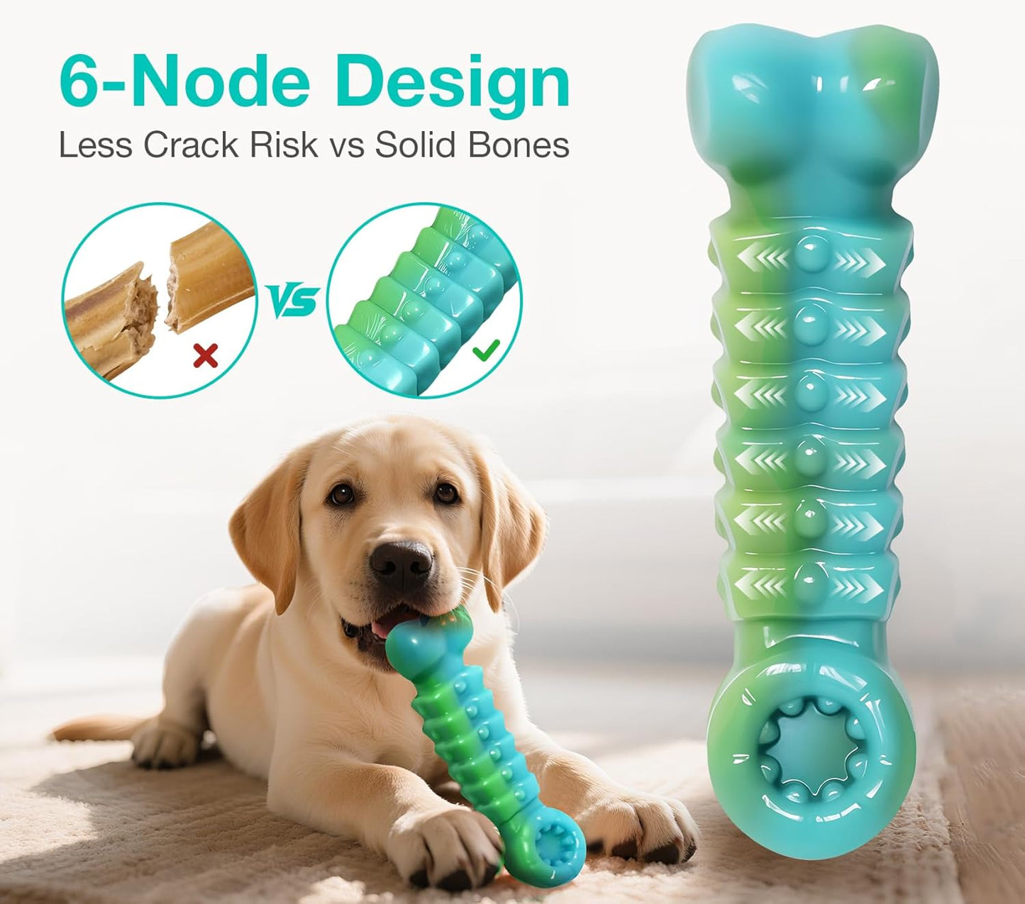 Tough Dog Toys for Aggressive Chewers - Indestructible Chew Toy Bone for Medium & Large Breeds, Keeps Dogs Busy & Cleans Teeth - Peanut Flavored