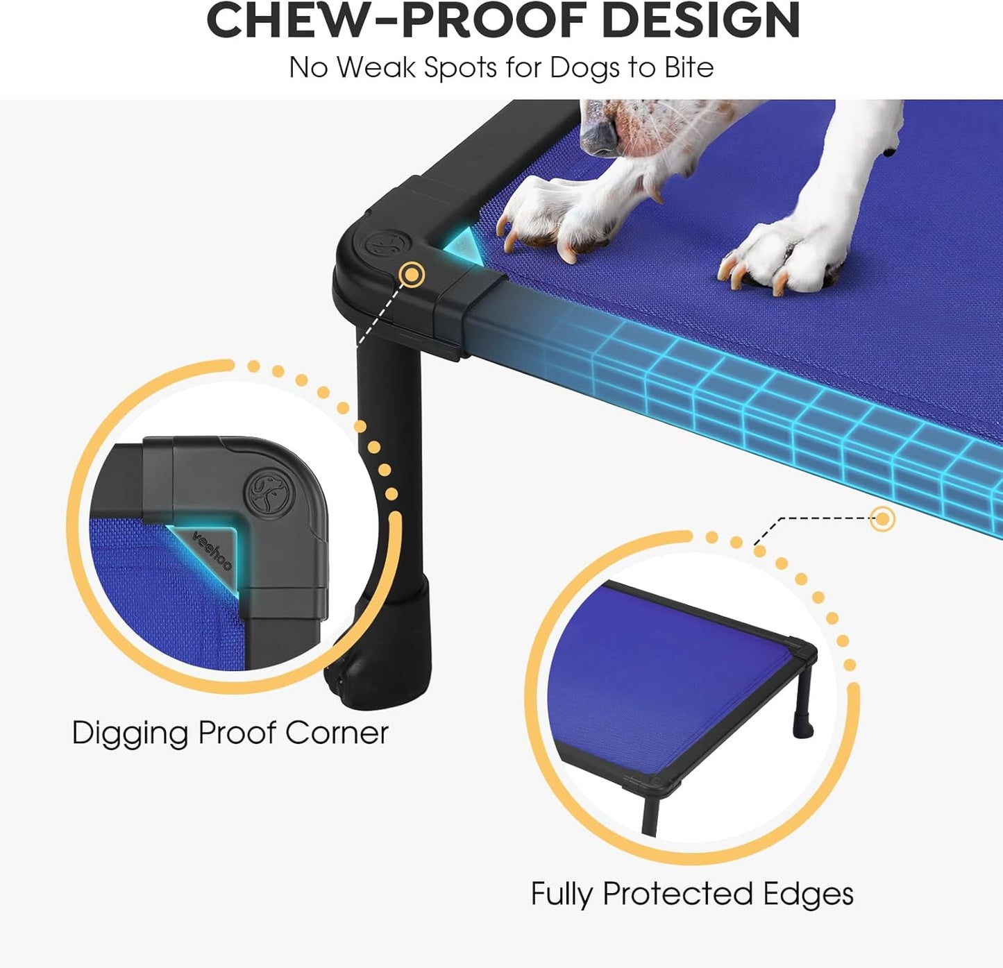 Veehoo Chew Proof Dog Bed - Anti-Scratch Durable Dog Hammock, Off Ground, CWC2420ACP