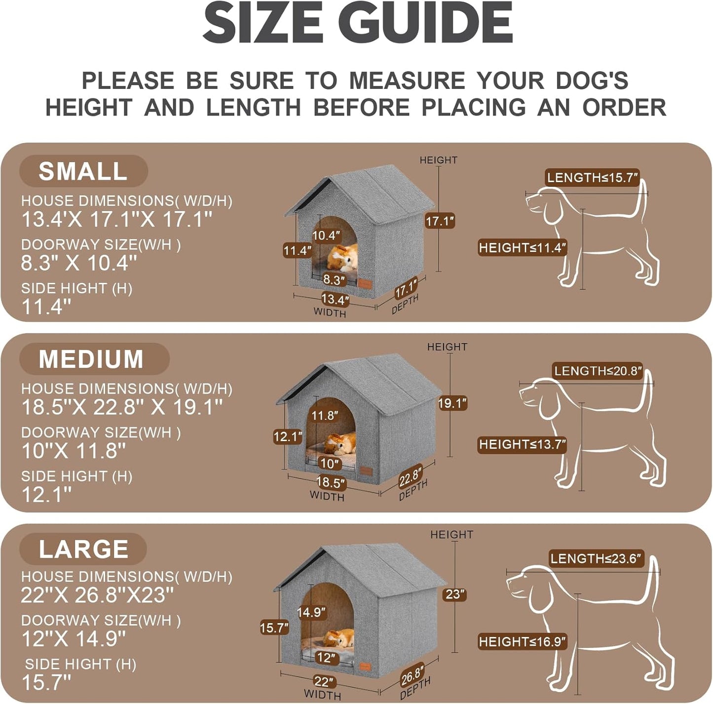 Indoor Dog House with Washable Plush Cushion - Medium Size, Suitable for Dogs & Cats