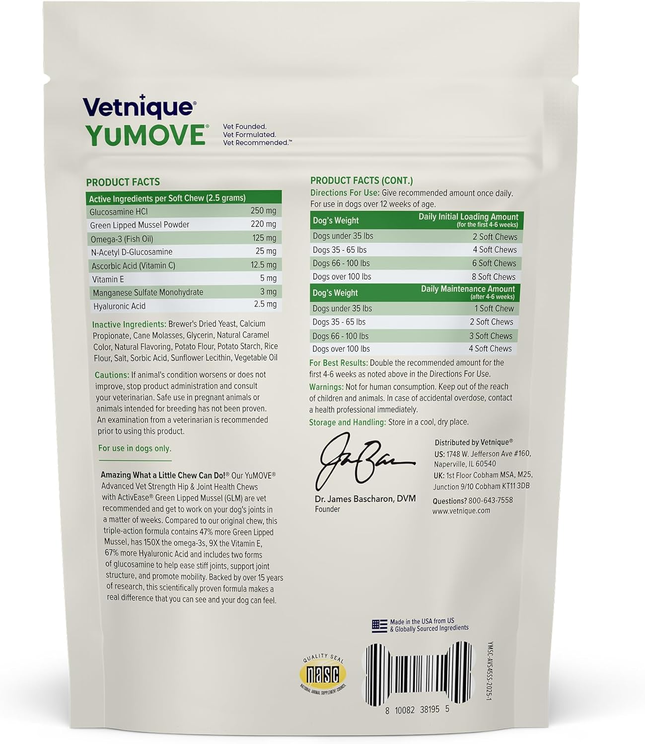 YuMOVE Hip & Joint Supplement for Dogs with Glucosamine, Hyaluronic Acid, Green Lipped Mussel & Omega 3 Joint Supplement - Regular or Advanced Strength (45ct, Advanced Vet Strength Soft Chews)