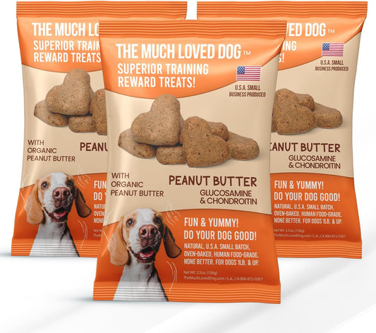 The Much-Loved Dog!™ Peanut Butter Dog Treats – Natural Biscuits for Small Dogs & Large Breeds – Healthy Puppy Treats for small dogs Made in USA, Training Snacks for All Breeds (3 Pack, Peanut Butter)