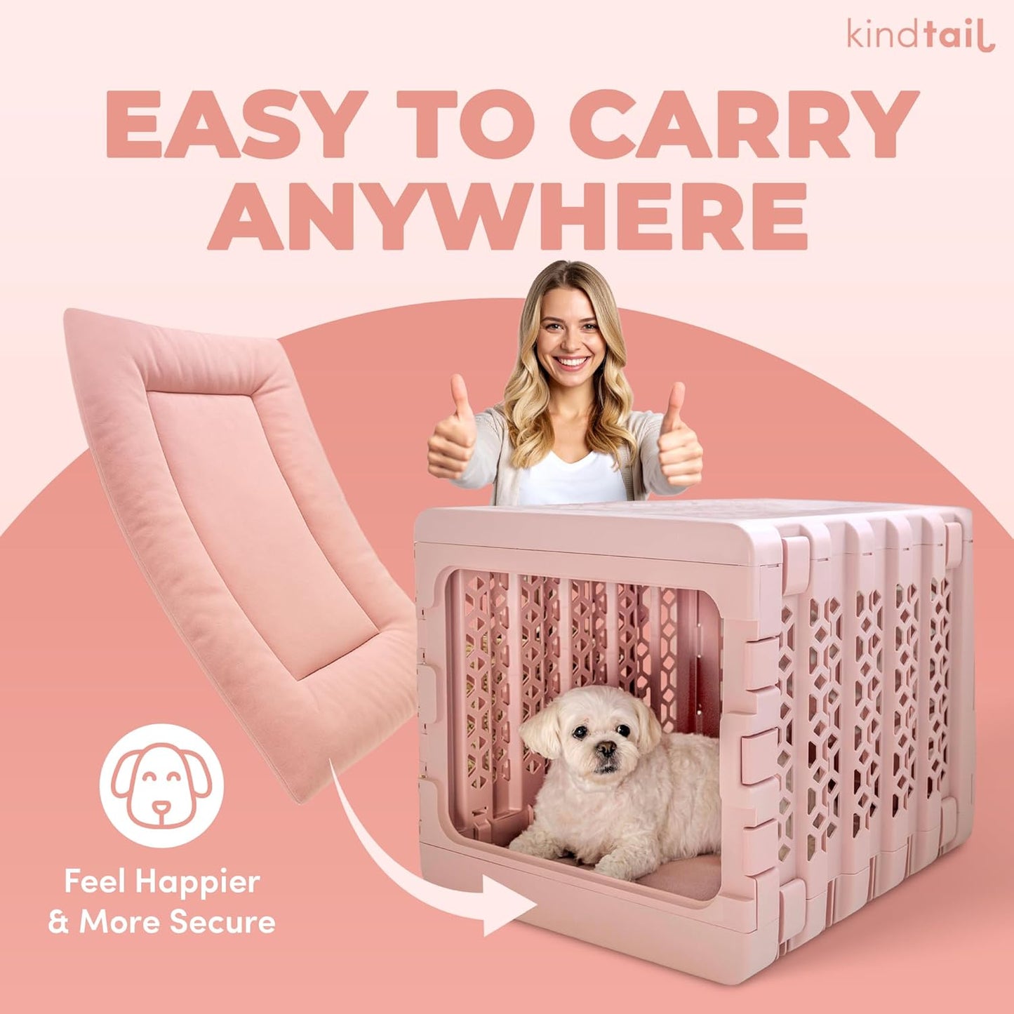 KindTail Dog Crate Pad - Soft Velvet, Reversible Bed - Machine Washable Kennel Mat for Pets up to 25 lbs - Mattress for Cozy Sleeping - 25” x 19” x 1” (Light Blue, Medium)