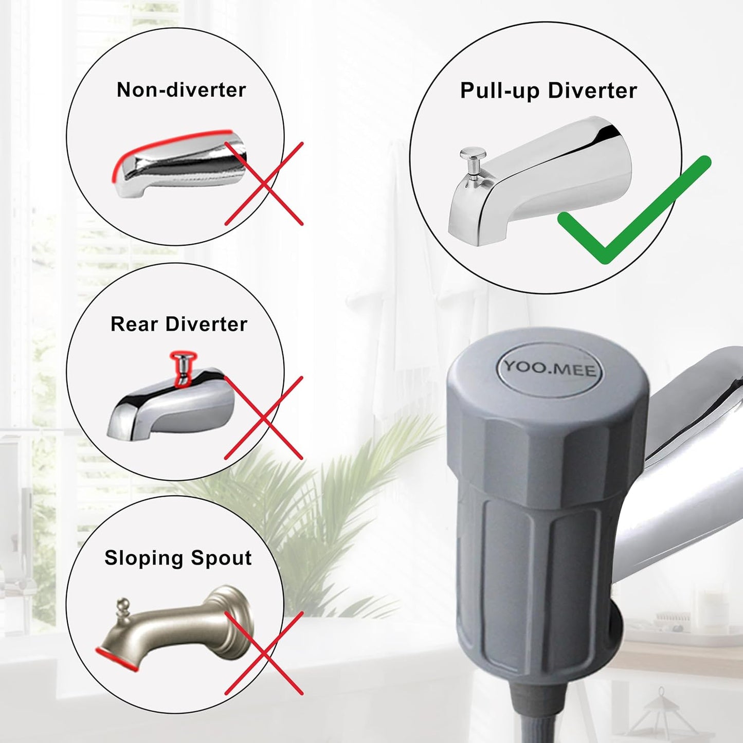 Pets Shower Attachment, Quick Connect on Tub Spout w/Front Diverter, Ideal for Washing Pets and Cleaning Tub, Portable and Convenience