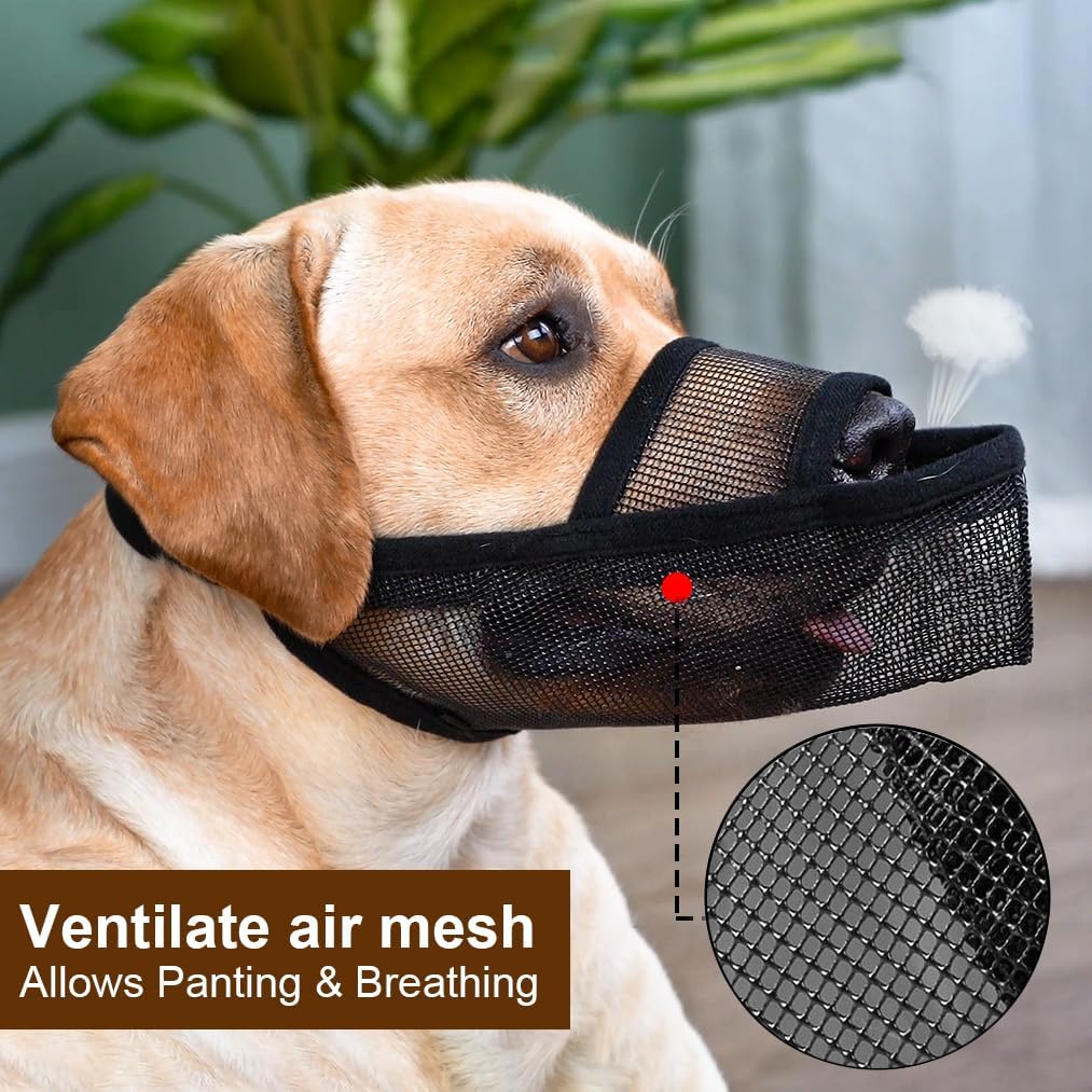 Crazy Felix Nylon Dog Muzzle for Small Medium Large Dogs Dachshund Beagle Poodle Labrador, Air Mesh Breathable and Drinkable Pet Mouth Guard for Anti-Biting Chewing Scavenging(M, Grey)