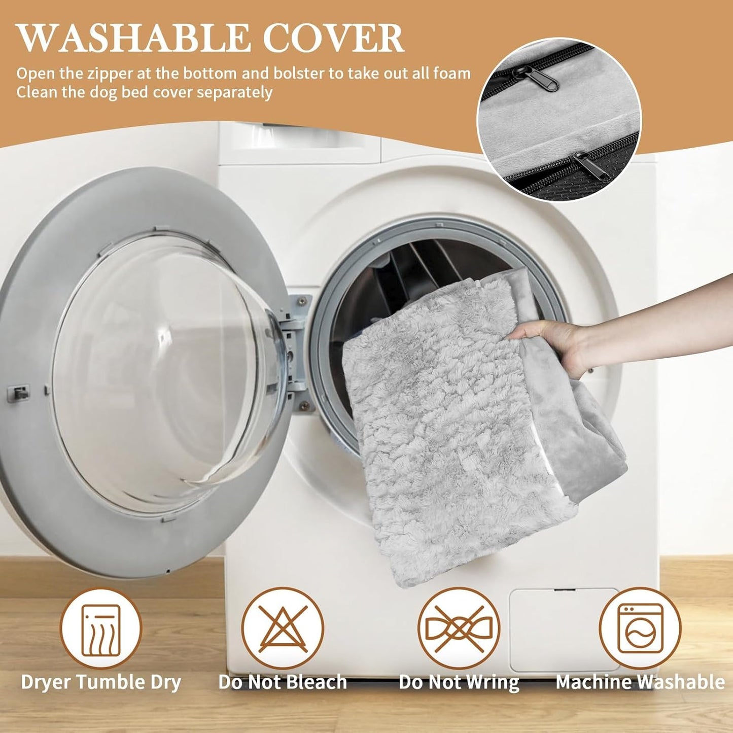 Comfort Expression Medium Dog Beds Waterproof Orthopedic Foam Dog Sofa Beds for Medium Large Dogs Comfy Pet Bed with Washable Removable Cover & Non-Slip Bottom(Medium,Grey White)