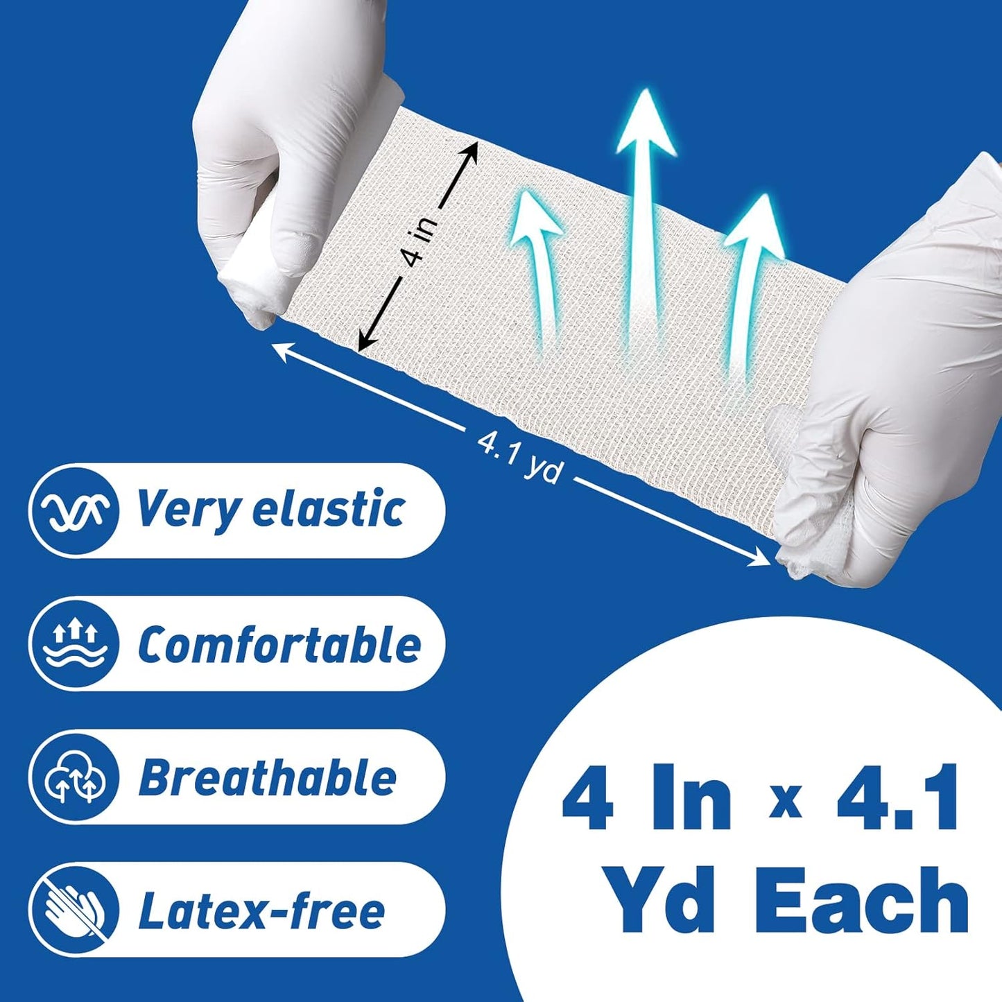 AZEN 90 Pack Gauze Rolls Bandages, 4 in x 4.1 Yards, Premium Medical Supplies & First Aid Supplies, Bandage Wrap Vet Wrap, Mummy Wraps (3 Boxes x 30 Rolls)