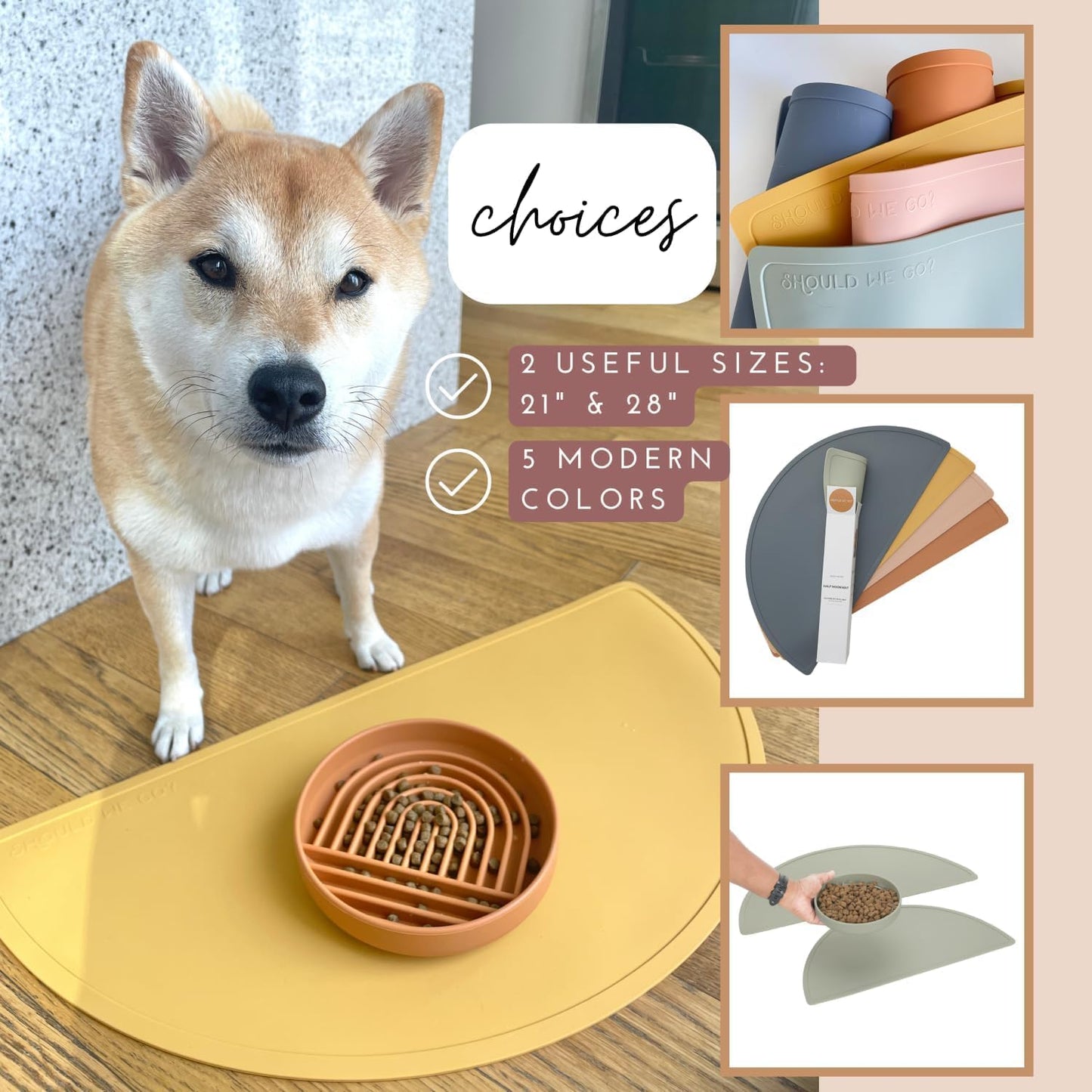 Waterproof Silicone Pet Food Mat - Non-Slip, Spill-Proof Feeding Mats for Floors, Raised Edge Design, Easy-to-Clean, Rubber Mat for Dog & Cat Bowls, 28" Across x 14" Deep, Large-Sage
