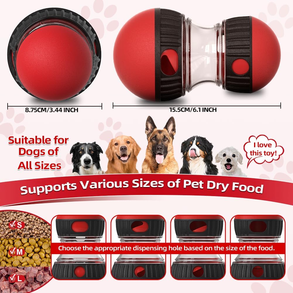 Dog Puzzle Toys, Rolling Treat Dispensing Ball, Brain Stimulation & Slow Feeder, Dog Enrichment Toys to Keep Them Busy (2PCS: Red+Green)
