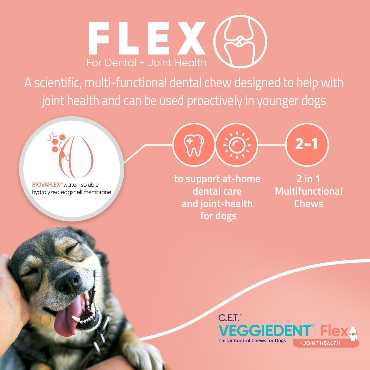 Virbac C.E.T. VEGGIEDENT Flex Tartar Control Chews for Dogs - Small