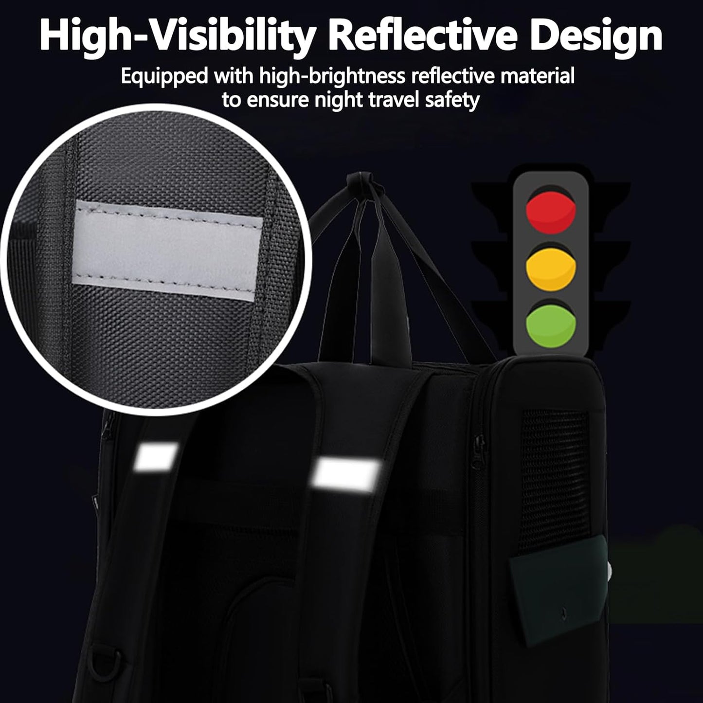 Dog Backpack, Pet Backpack with Breathable Mesh, Pet Travel Carrier with Soft Padded, Reinforced Support, Airline Approved Cat Backpack(Black)