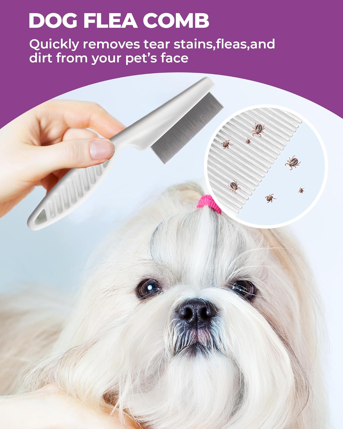 Dog Brush for Shedding Grooming,6 Pack Long-Pin Brush Set for Long Haired Dog Cat Goldendoodles Poodles Doodles Purple