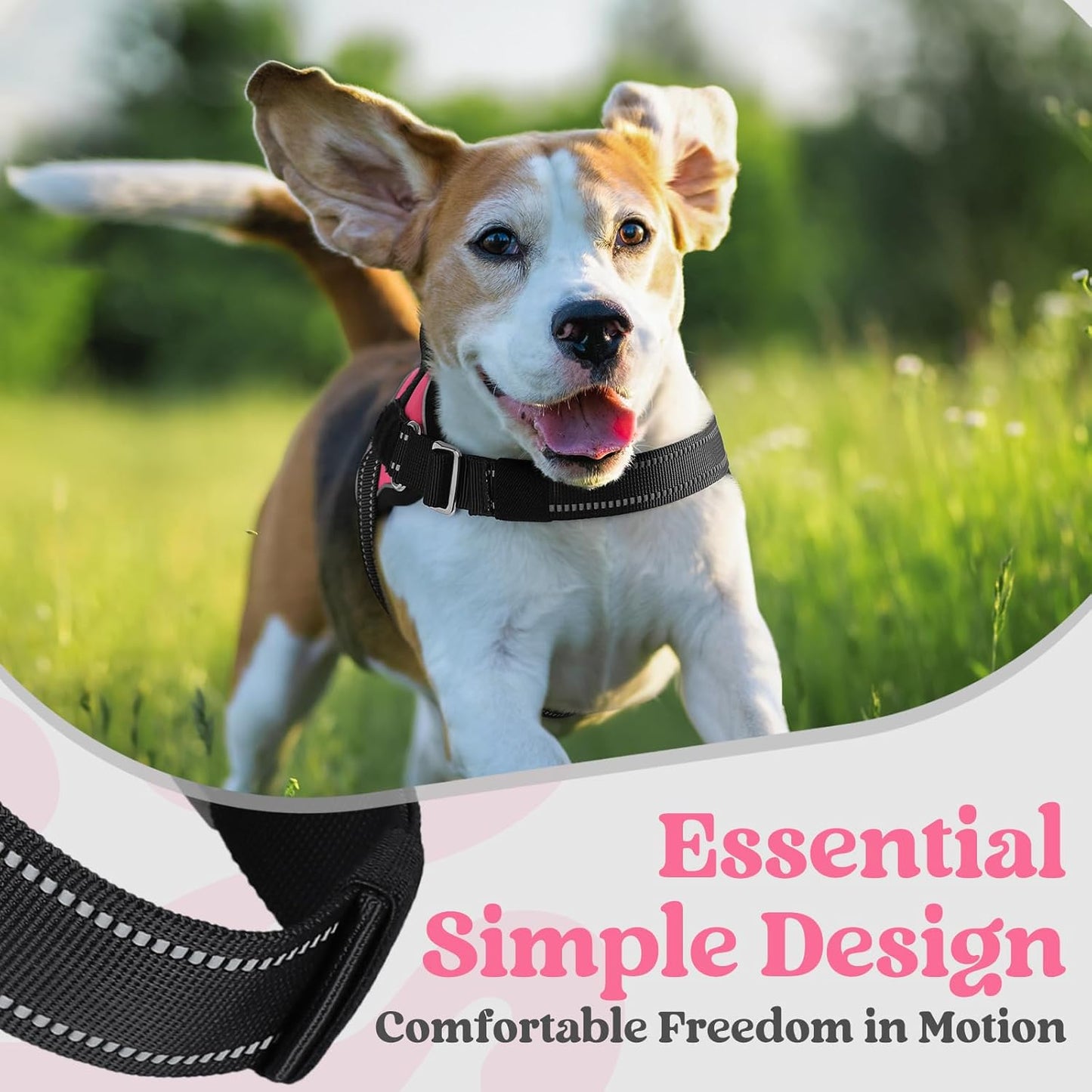 rabbitgoo Dog Harness for Small, Easy On Pet Vest with One Buckle, No Pull Adjustable Service Harness with D-Ring & Handle, Reflective for Safety Walking, Training, Pink, S
