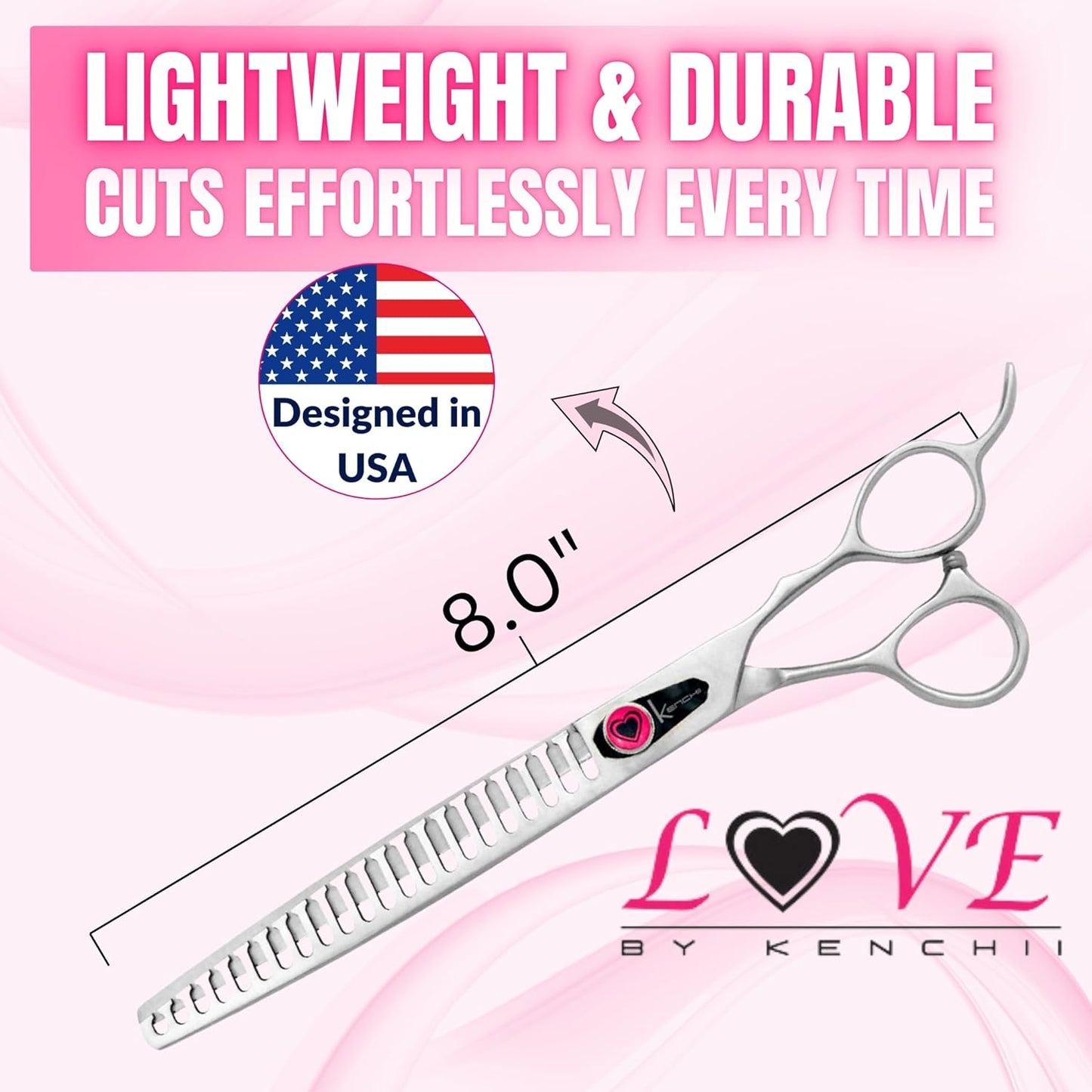 Kenchii Love Dog Grooming Scissors, 22 Tooth Blender Shears, Dog Scissors for Grooming, Professional Pet Grooming Scissors, Heavy Duty, Durable and Sharp