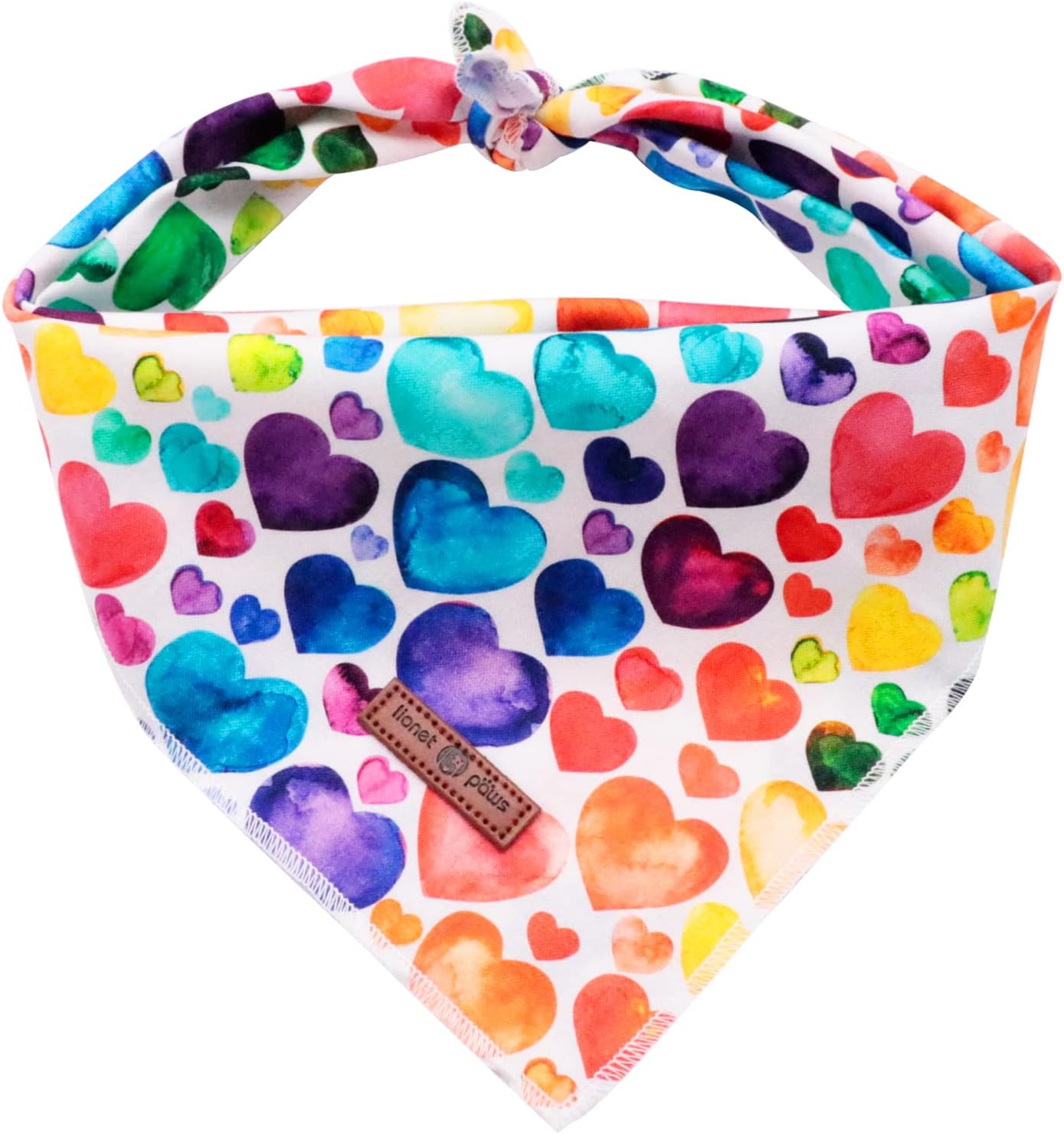 Lionet Paws Valentine's Dog Bandana,Fabric Love Dogs Kerchief for Medium Large Dogs,Dog Triangle Cotton Scarf for Girl Boy