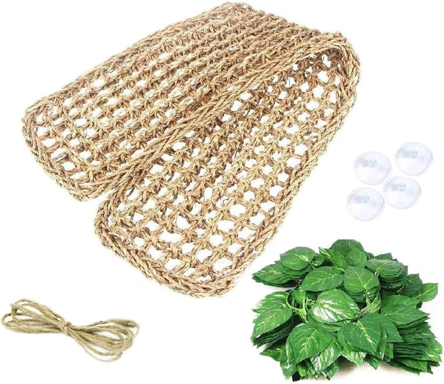 kathson Bearded Dragon Hammock, Natural Seagrass Reptile Hammock, Reptile Lounger Bearded Dragon Tank Accessories for Chameleons, Lizards, Geckos, Snakes, Lguana Reptiles, Geckos (29.52 x 7.08 inches)