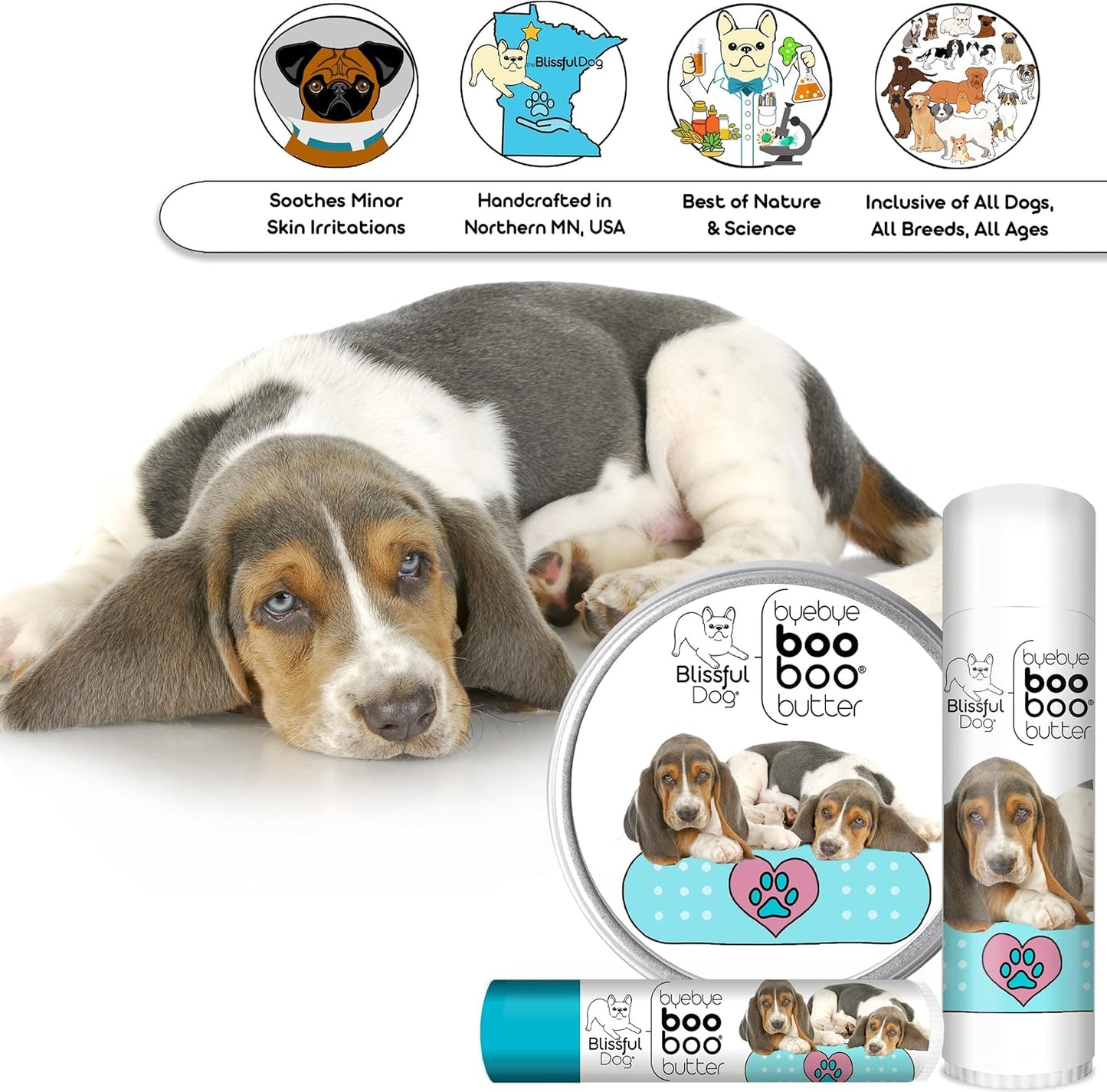 The Blissful Dog 1 oz TIN Basset Hound Booboo Butter