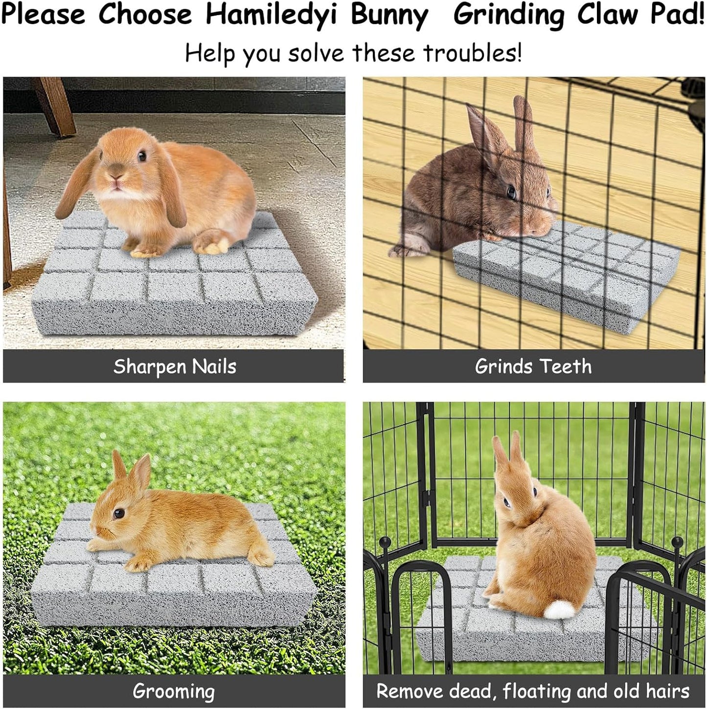 Hamiledyi 2PCS Rabbit Scratching Pads Bunny Lava Grinding Claw Pads Small Animal Foot Pads Hamster Scratch Board Chew Toys for Gerbil Chinchilla Hedgehog Guinea Pig Cage Accessories