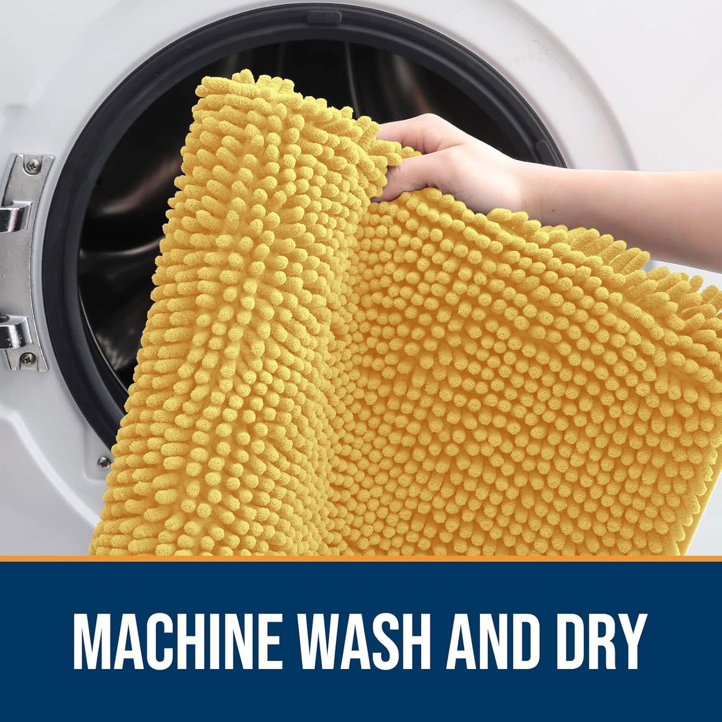 OLANLY Dog Door Mat for Muddy Paws 48x30, Absorbs Moisture and Dirt, Absorbent Non-Slip Washable Doormat, Quick Dry Chenille Mud Mat for Dogs, Entry Indoor Entryway Carpet for Inside Floor, Yellow