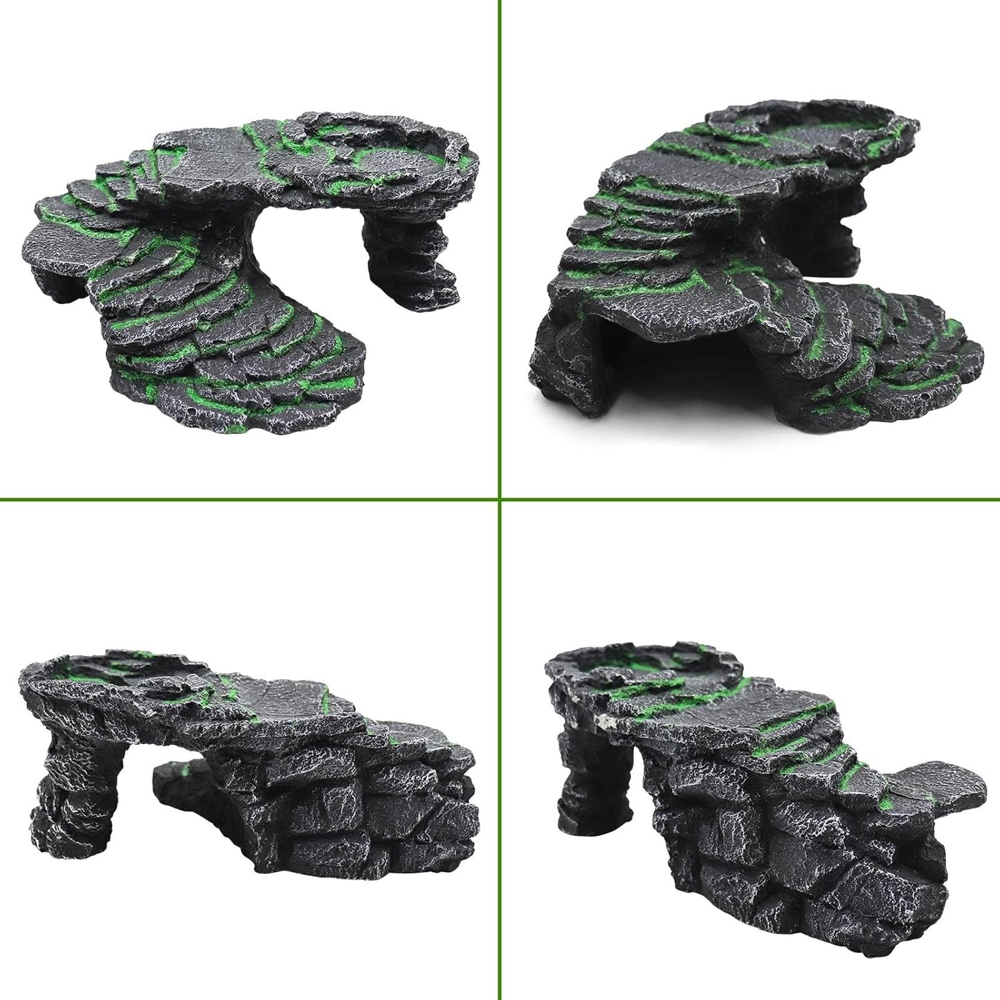 Large Bearded Dragon Basking Platform, Resin Reptile Hideouts Cave, Hermit Crab Climbing Toys, Terrarium Habitat Decor Accessories for Lizard Spider Aquarium Fish Gecko - 9.5 × 8 × 3.7 Inch