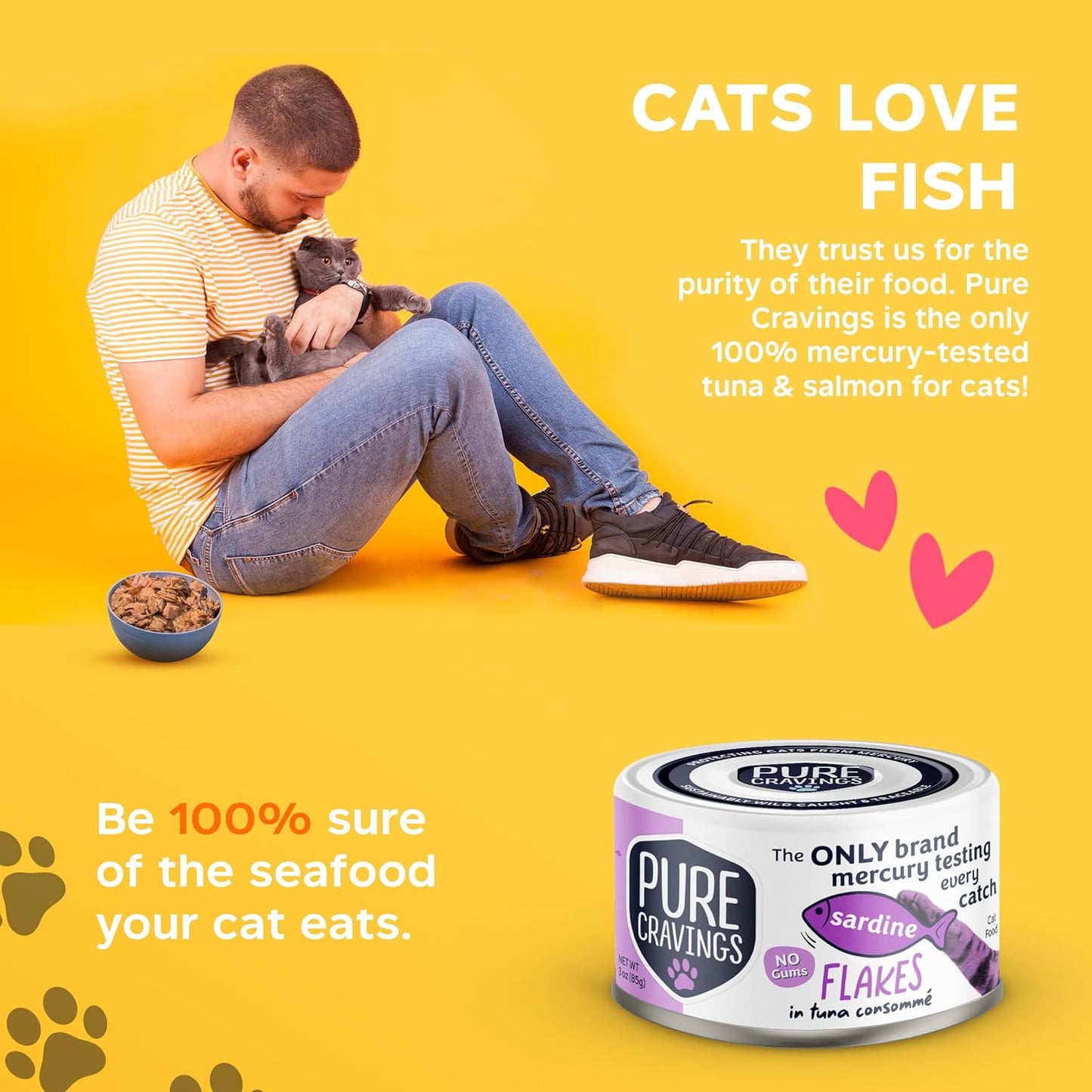 Sardine Flakes in Tuna Consommé, Canned Wet Cat Food Soup, 100% Mercury-Tested, Moist Can Fish, Grain-Free Protein, Non-GMO, 3oz, Pack of 12