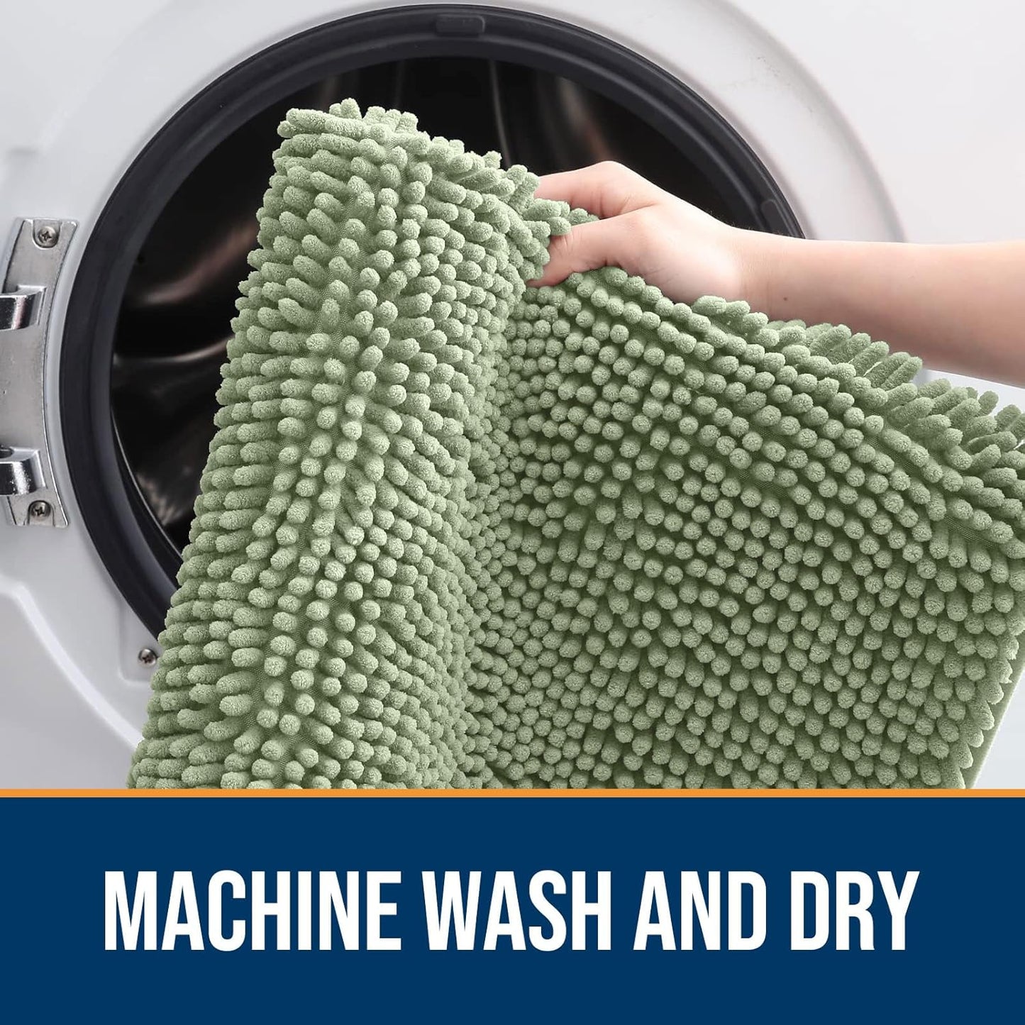 OLANLY Dog Door Mat for Muddy Paws 59x20, Absorbs Moisture and Dirt, Absorbent Non-Slip Washable Doormat, Quick Dry Chenille Mud Mat for Dogs, Entry Indoor Entryway Carpet for Inside Floor, Sage Green