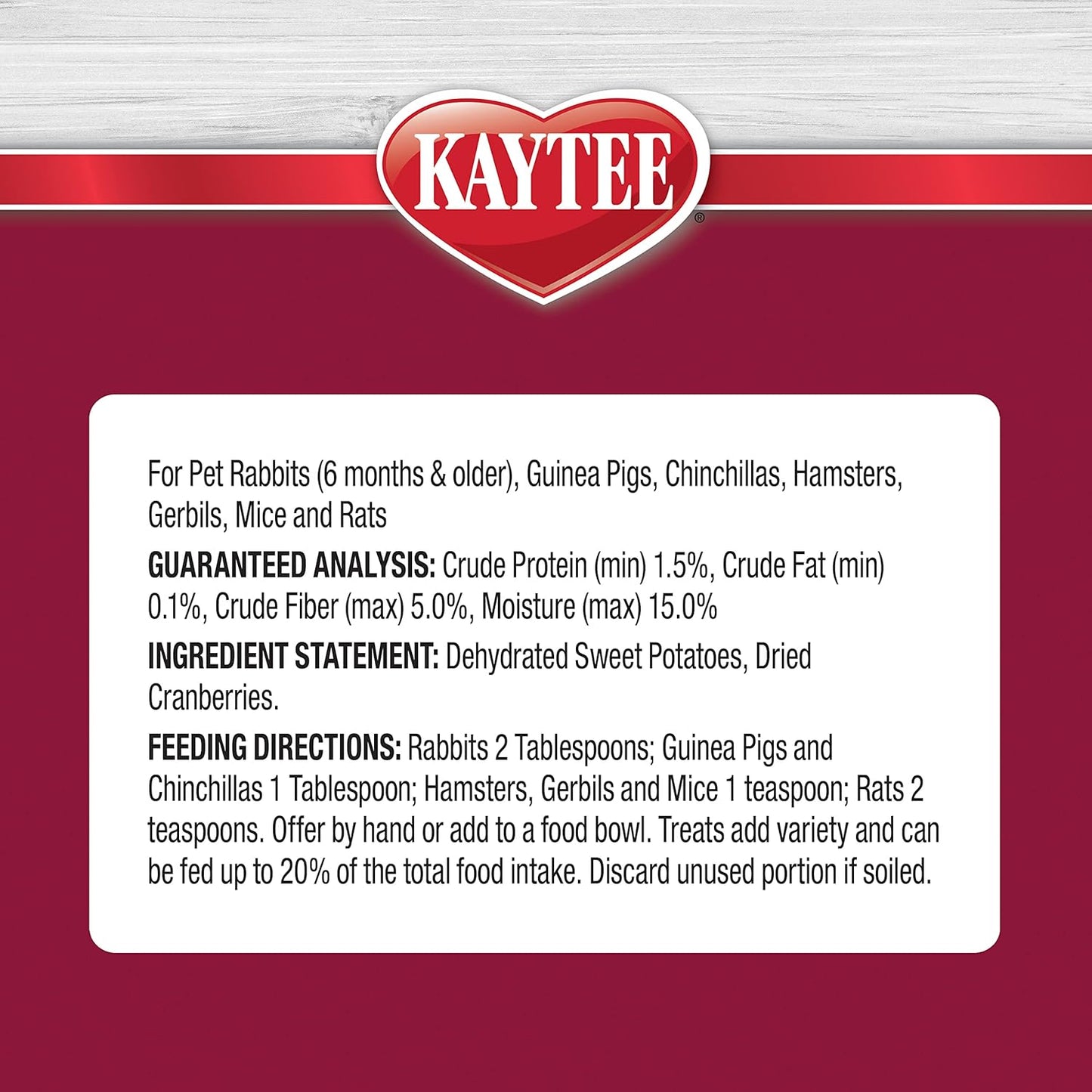 Kaytee Natural Snack with Superfoods for Pet Guinea Pigs, Rabbits, Hamsters, and Other Small Animals, Sweet Potato & Cranberry, 3 Ounces (Pack of 2)