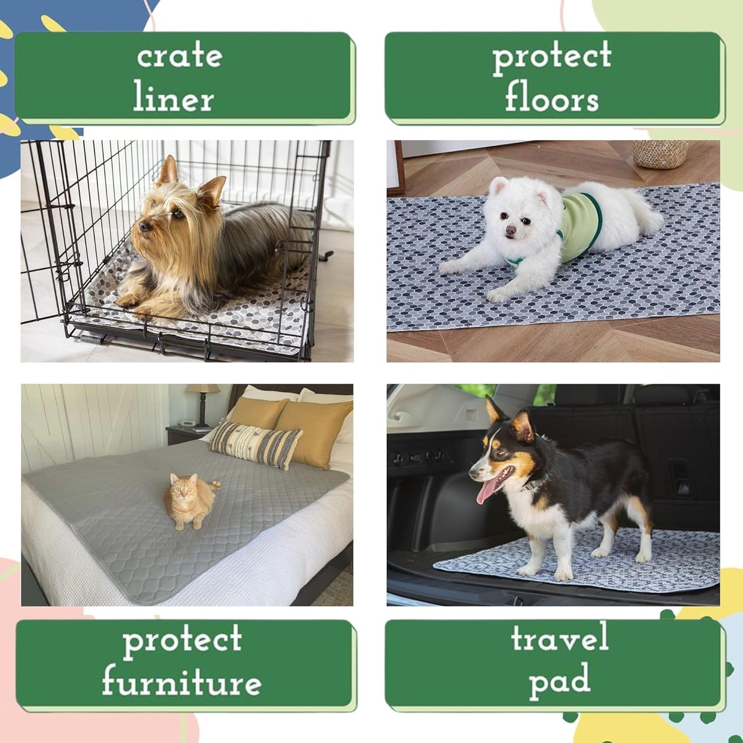 Caldwell's Pet Supply Co. 24x36 Potty Pads, Washable Pee Pads for Dogs, Reusable Pee Pad for Dogs, Puppy Potty Mat, Whelping Rug, Reusable Puppy Mat, Waterproof Rug for Dog, Medium (Set of 2)