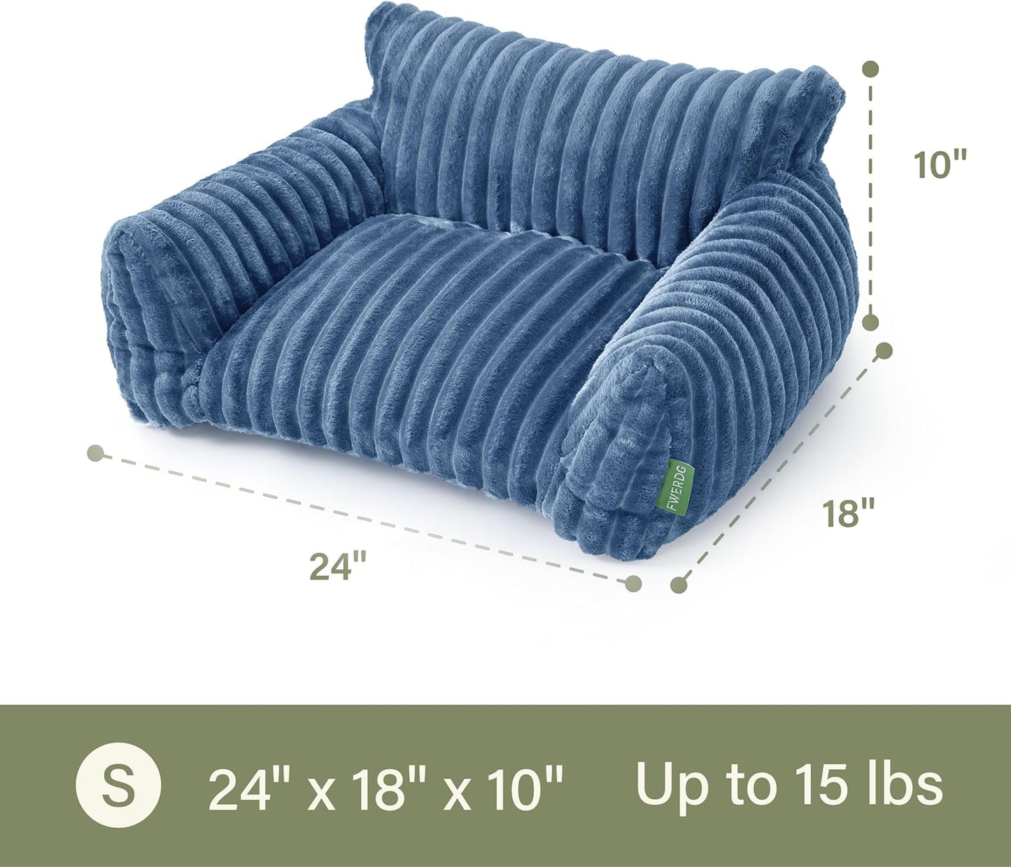 Cute Couch Bed for Pets, Supportive Cat Sofa for Indoor Cats, Small Dog Sofa Bed for Small Dogs, Blue, 24 inches