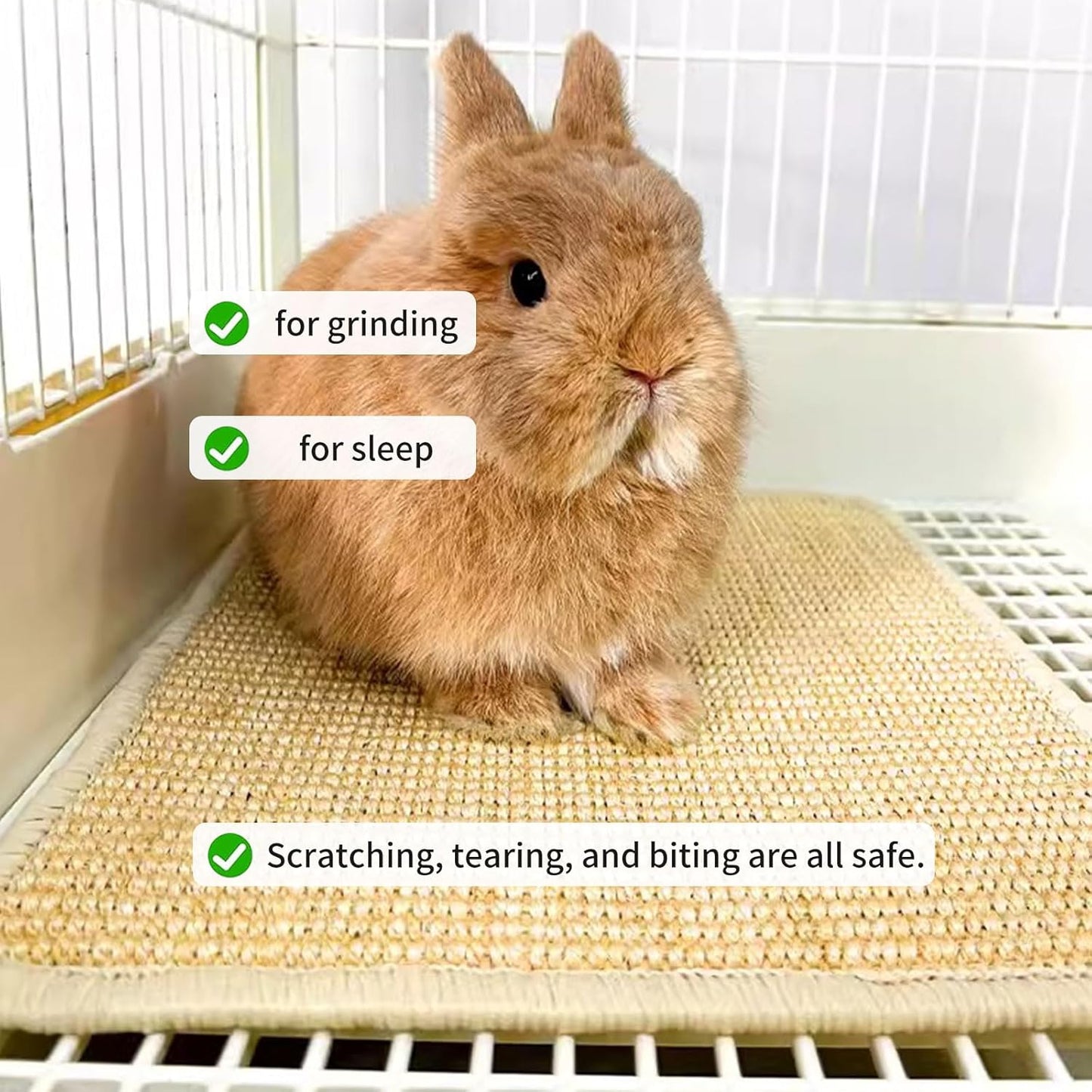 Oncpcare 4PCS Rabbit Scratch Mat - Natural Bunny Scratching Pad for Claws & Teeth Care, Cages & Pet Cage Bedding for Biting, Sleeping & Nesting, 24x16