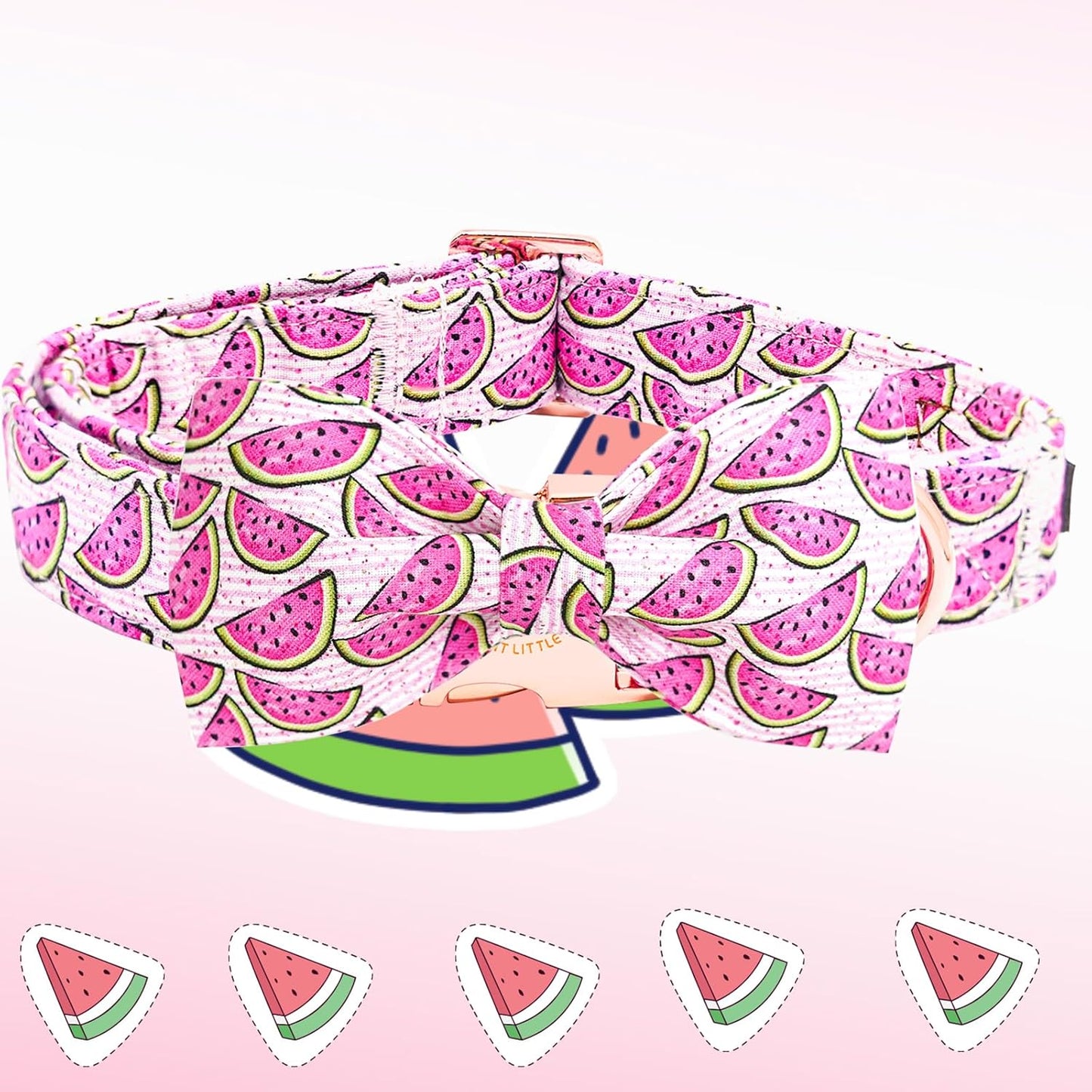 Elegant little tail Dog Collar, Watermelon Print Pet Collar Summer Dog Collar Durable Metal Buckle Dog Collars Cotton Pet Adjustable Dog Collars for Small Dogs