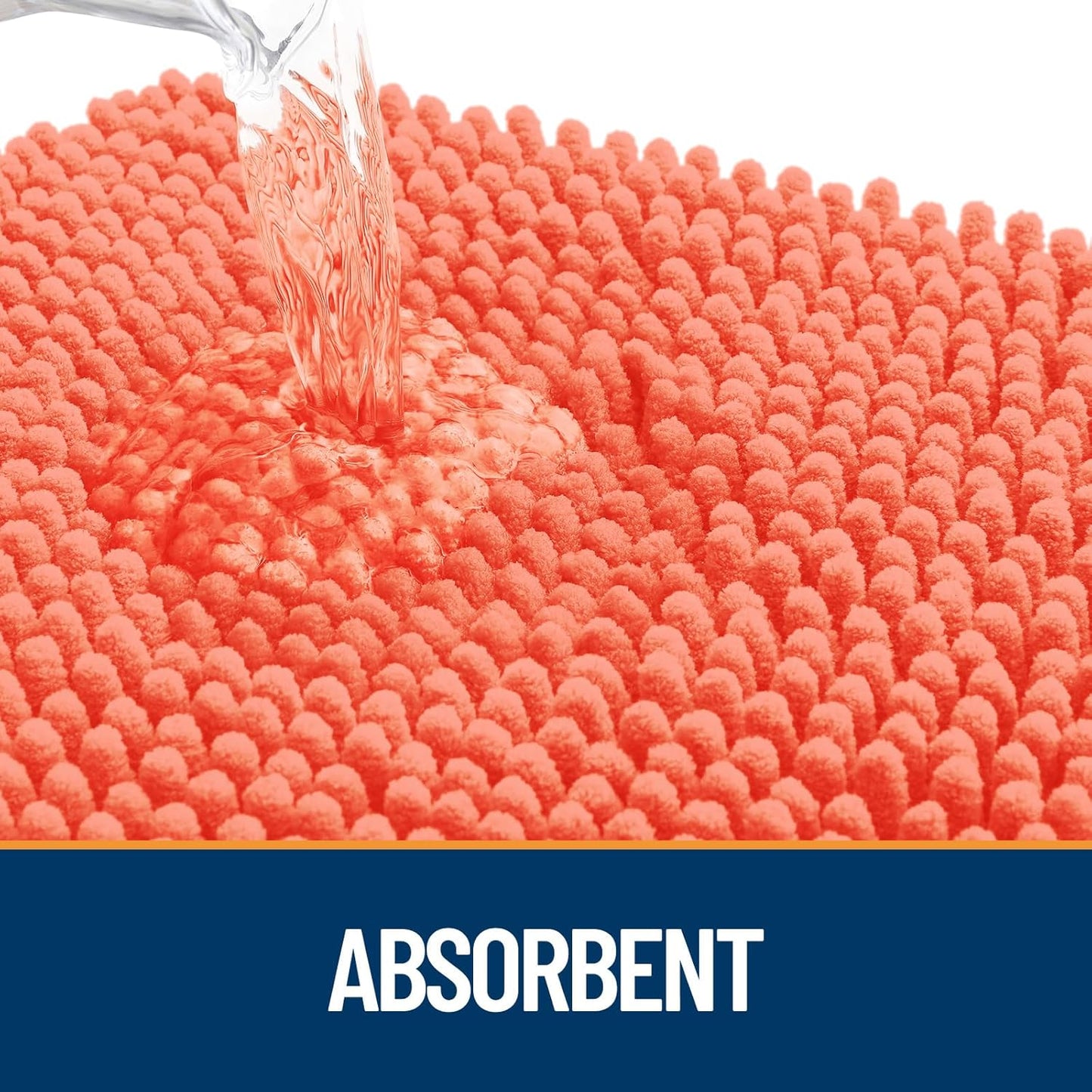 OLANLY Dog Door Mat for Muddy Paws 47x24, Absorbs Moisture and Dirt, Absorbent Non-Slip Washable Doormat, Quick Dry Chenille Mud Mat for Dogs, Entry Indoor Entryway Carpet for Inside Floor, Coral