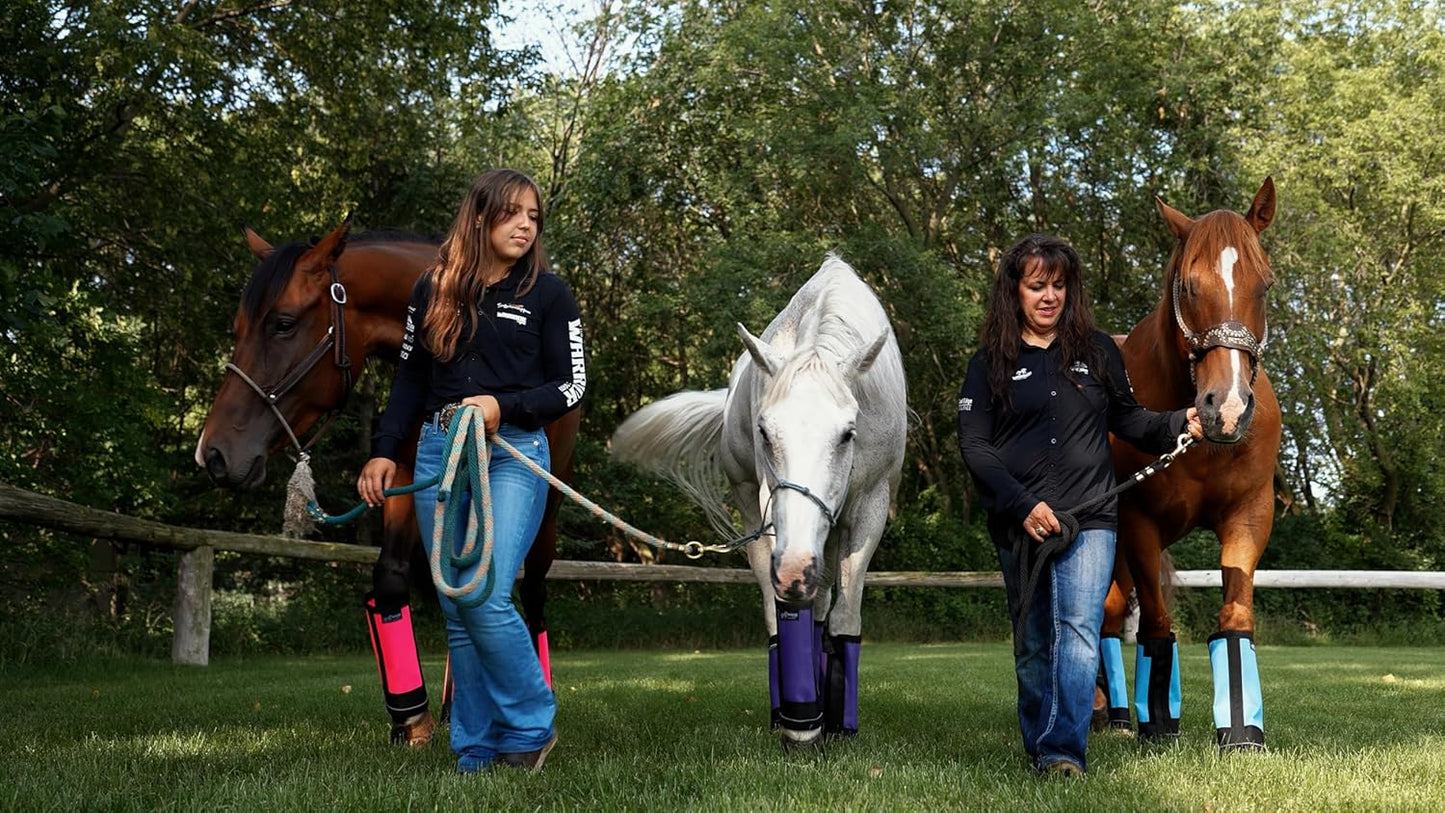 Warrior Fly Boots for Donkeys, Ponys, or Yearlings - Breathable Mesh Horse Boots for Fly Protection & Leg Comfort - Set of 4 (Mighty Warrior, Gray)