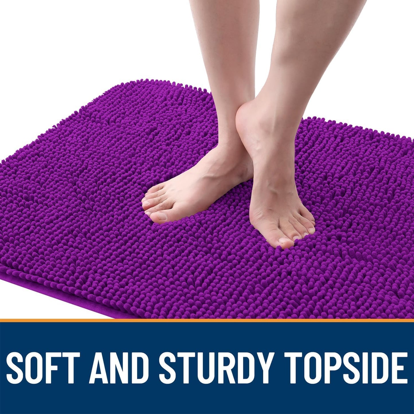 OLANLY Dog Door Mat for Muddy Paws 70x35, Absorbs Moisture and Dirt, Absorbent Non-Slip Washable Doormat, Quick Dry Chenille Mud Mat for Dogs, Entry Indoor Entryway Carpet for Inside Floor, Purple