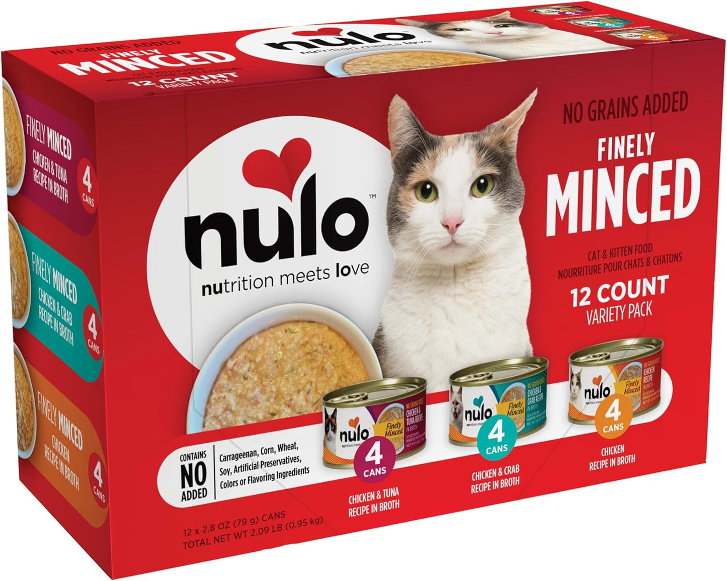 Nulo Finely Minced Variety Flavor Wet Canned Cat Food, 2.8 Ounce (Pack of 12)