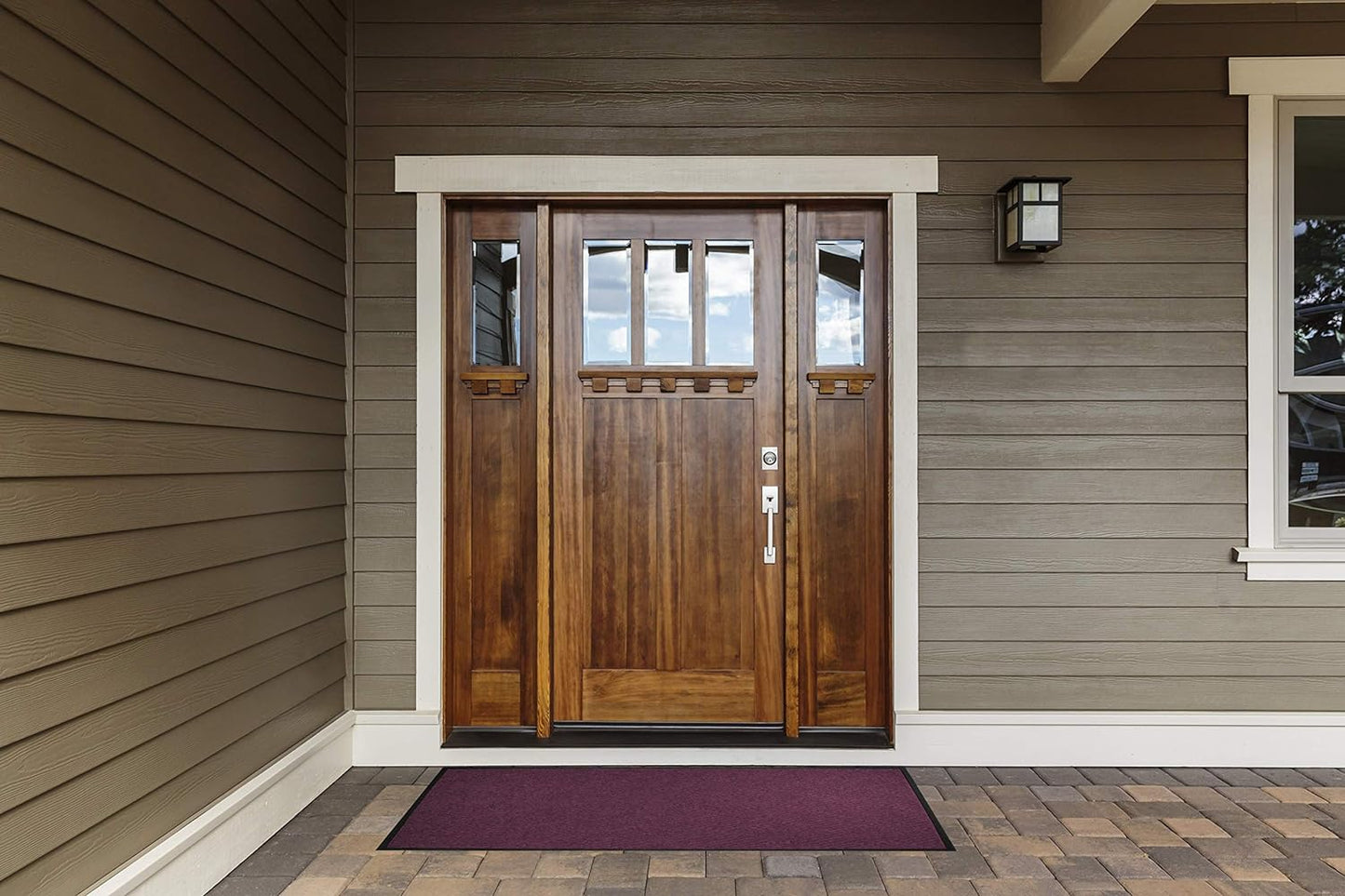 WaterHog Diamond | Commercial-Grade Entrance Mat with Rubber Border – Indoor/Outdoor, Quick Drying, Stain Resistant Door Mat (Solid Red, 3' x 10')
