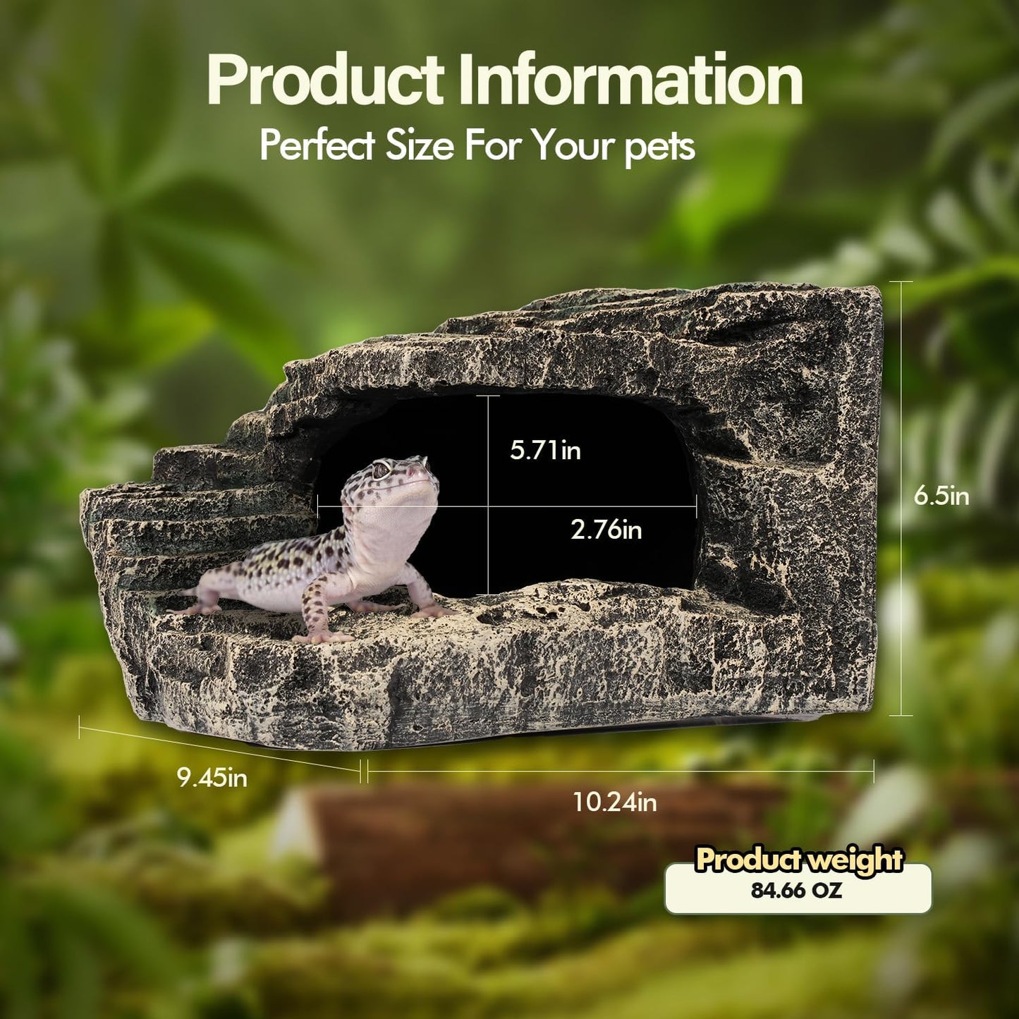 Reptile Hide, Great for Geckos, Snakes, Bearded Dragons & Lizards. with Steps for Reptile Rock Climbing, It Doubles as Aquarium Rock Cave Corner Reptile Cave for Climbing Hiding. (Stone, A-XLarge)