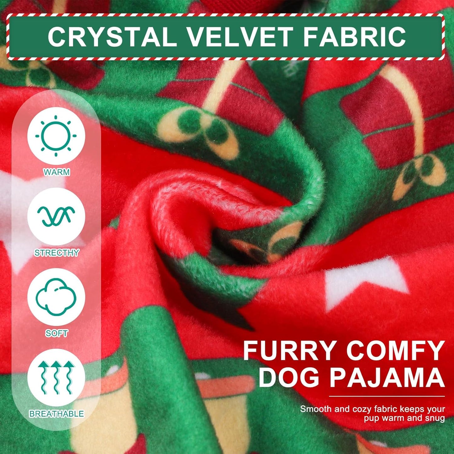 BEA Christmas Dog Pajamas for Extra Large Dogs, Soft Fleece Pet Sweater Clothes Warm Puppy Onesie Outfits for Doggie Winter Christmas - Collar Adjustable Dog Pjs Jammies, Red XL