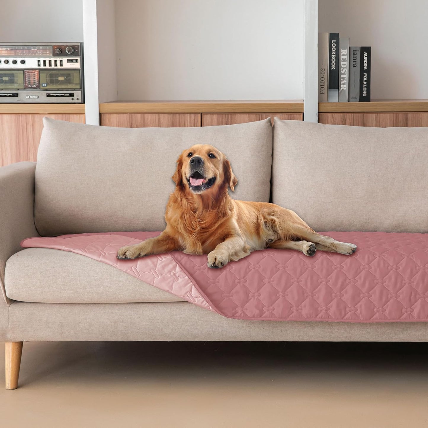 gogobunny 3X Stronger Waterproof Pet Blanket, Scratch Proof Furniture Protector for Dogs Cats, Reversible Cover 30x80 Inch, Dark Pink/Light Pink