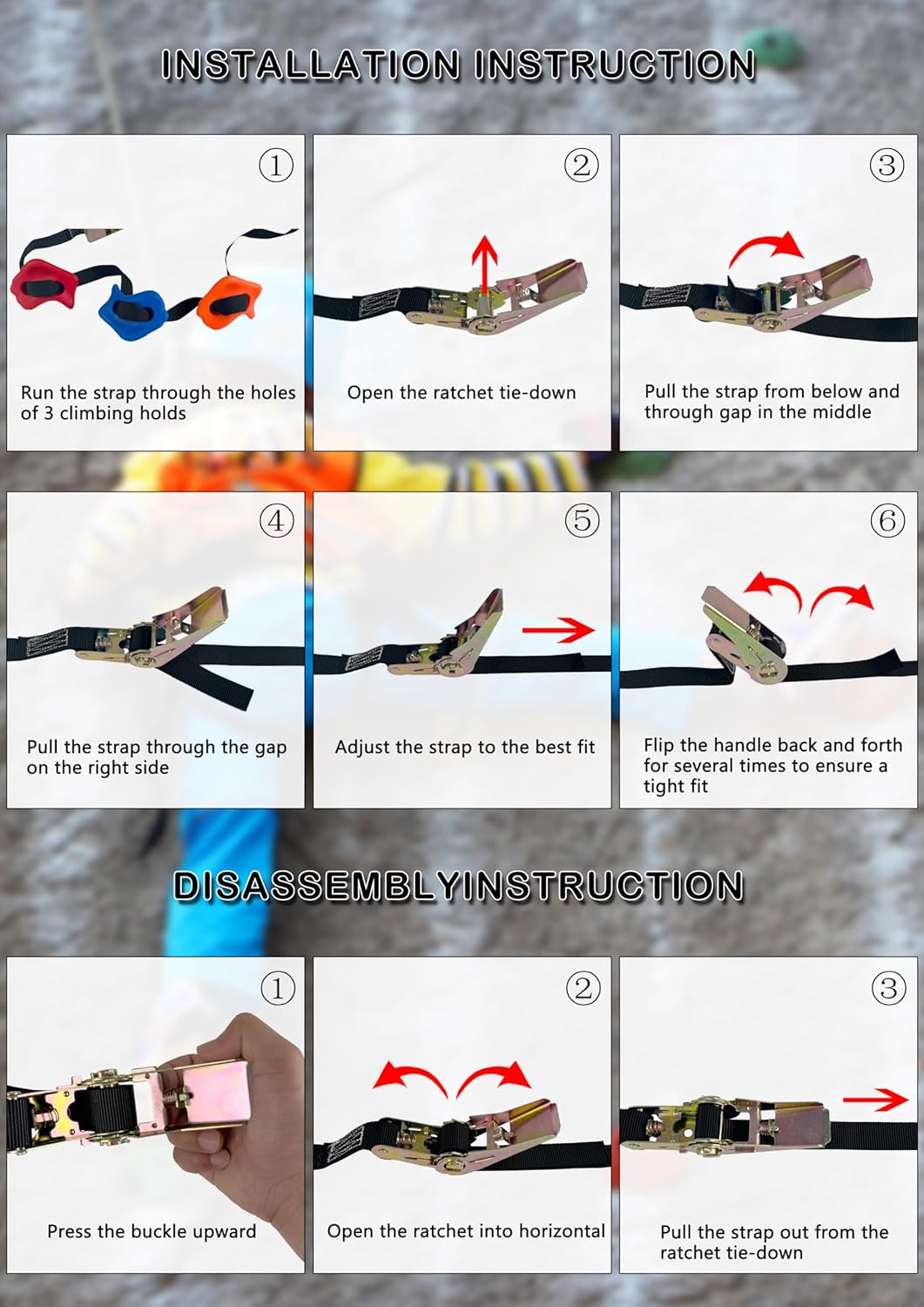 KINSPORY 16PC Tree Climbing Holds and 6pc Tree Ratchet Straps Climber Kit, Oversized Pig Nose Climb Rock Holds Kit for Outdoor Ninja Warrior Obstacle Course Training