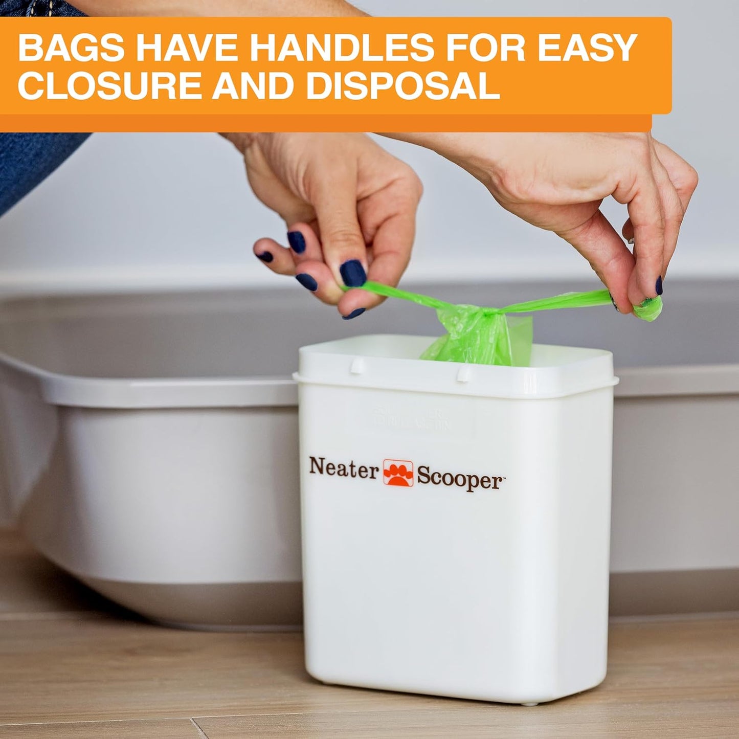 Neater Pet Brands Neater Scooper Standard Cat Litter Scoop, 195 Refill Bags – Mess-Free Cat Litter Scooper with Bag, Spill-Proof Kitty Box Sifter, Bin Doubles as Scoop Holder, For Single-Cat Household