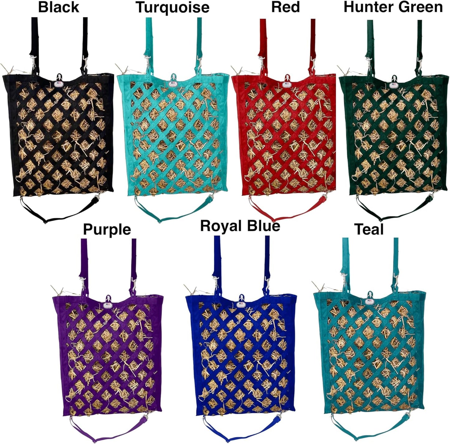 Majestic Ally Premium Nylon Hay Bag for Horses and Livestock, Simulates Grazing, Slow Feeding, Heavy-Duty PP Webbing,Quick-Adjust Straps, Small Hole for Digestion, Multiple Colors (Hunter Green)