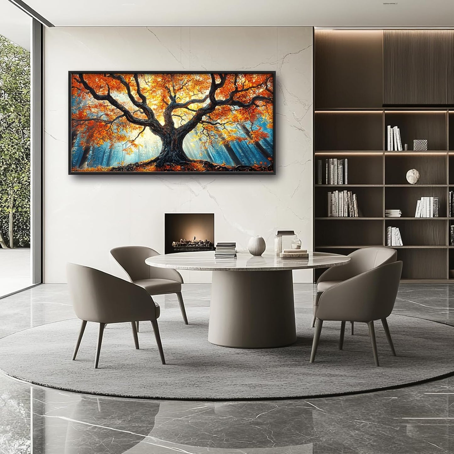 Extra Large Tree of Life Framed Wall Art for Living Room,Fall Autumn Forest Sunrise Landscape Pictures Wall Decor,Nature Canvas Print Painting Modern Artwork Bedroom Office Bathroom 60L" x 30W"