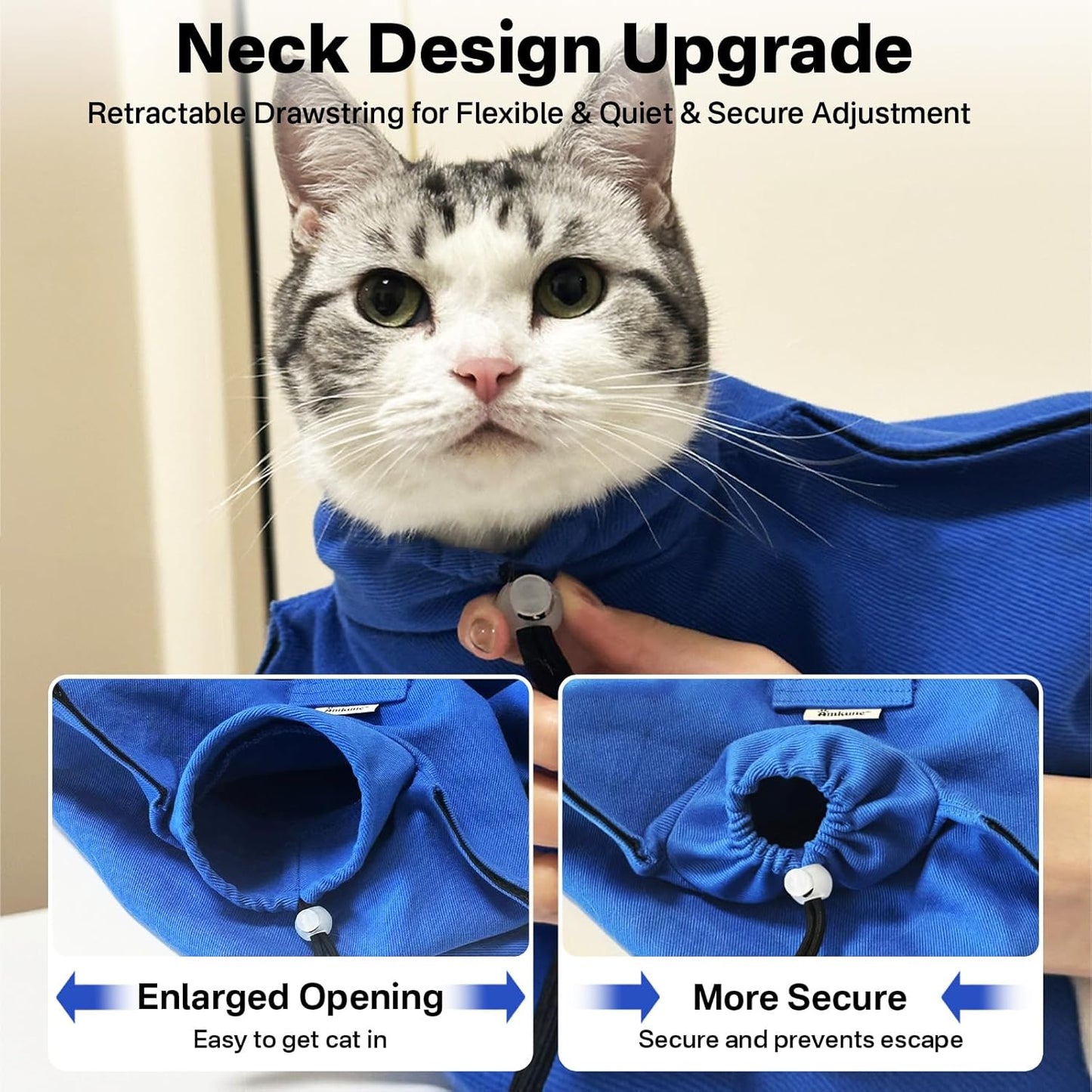 [Cozy Travel] Cat Carrier Pouch, Soft Cat Carrier for Small Cats, Carrying Sack, Restraint Bag for Nail Trimming, Vet Visits, Giving Meds, Dental Care, Car Travel - Klein Blue