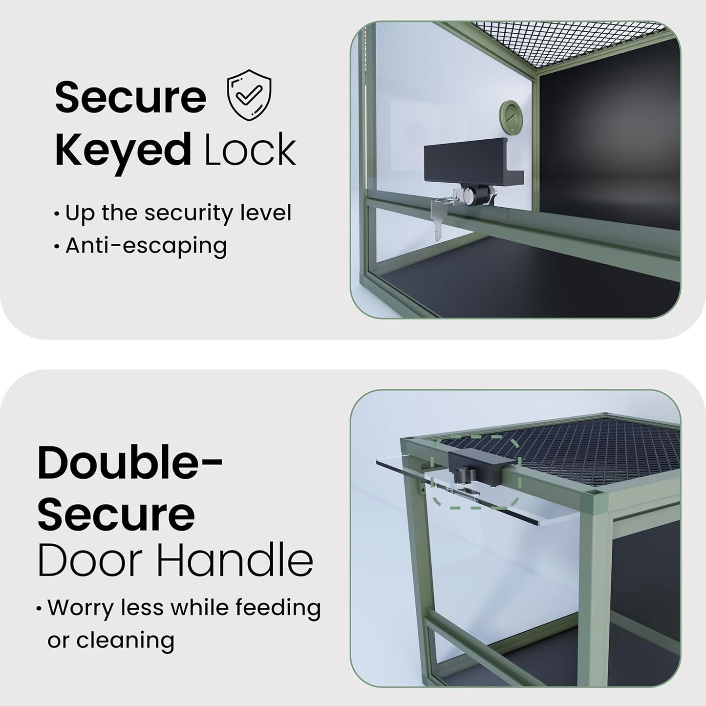 MagicCube 18'' x 18'' x 18'' Reptile Tank with Lock, 24 Gallon Reptile Terrarium with Flip-Up Tempered Glass Door, Top Screen Ventilation for Leopard Gecko - Bottom Not Leakproof