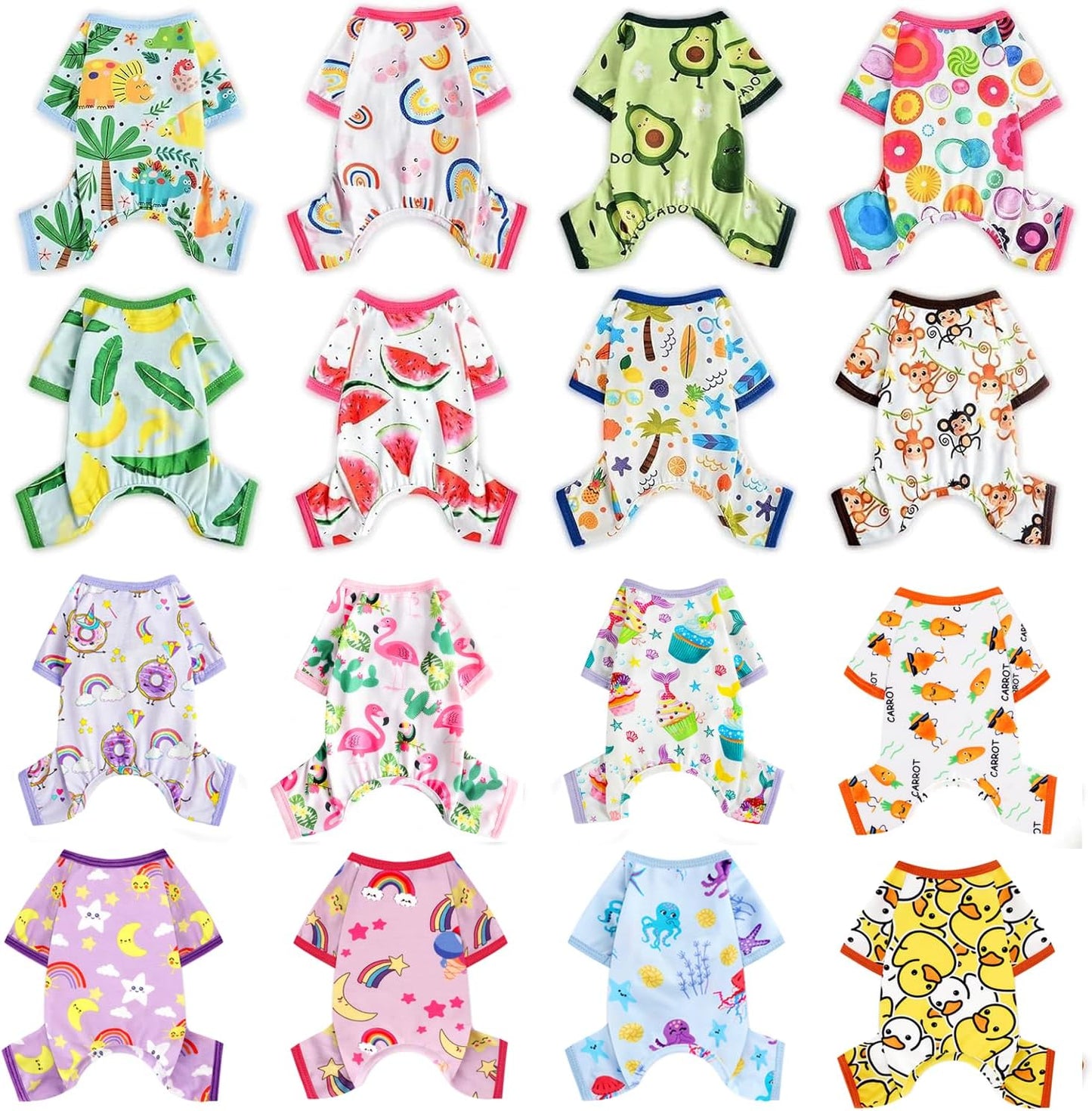 Dog Pajamas Pjs Spring Summer Dog Clothes for Small Dogs Girl - Boy - Medium Size Dogs, Soft Stretchy Puppy Clothes Doggie Onesies Cat Pet Jammies Outfit (Dinosaur Blue, Small)