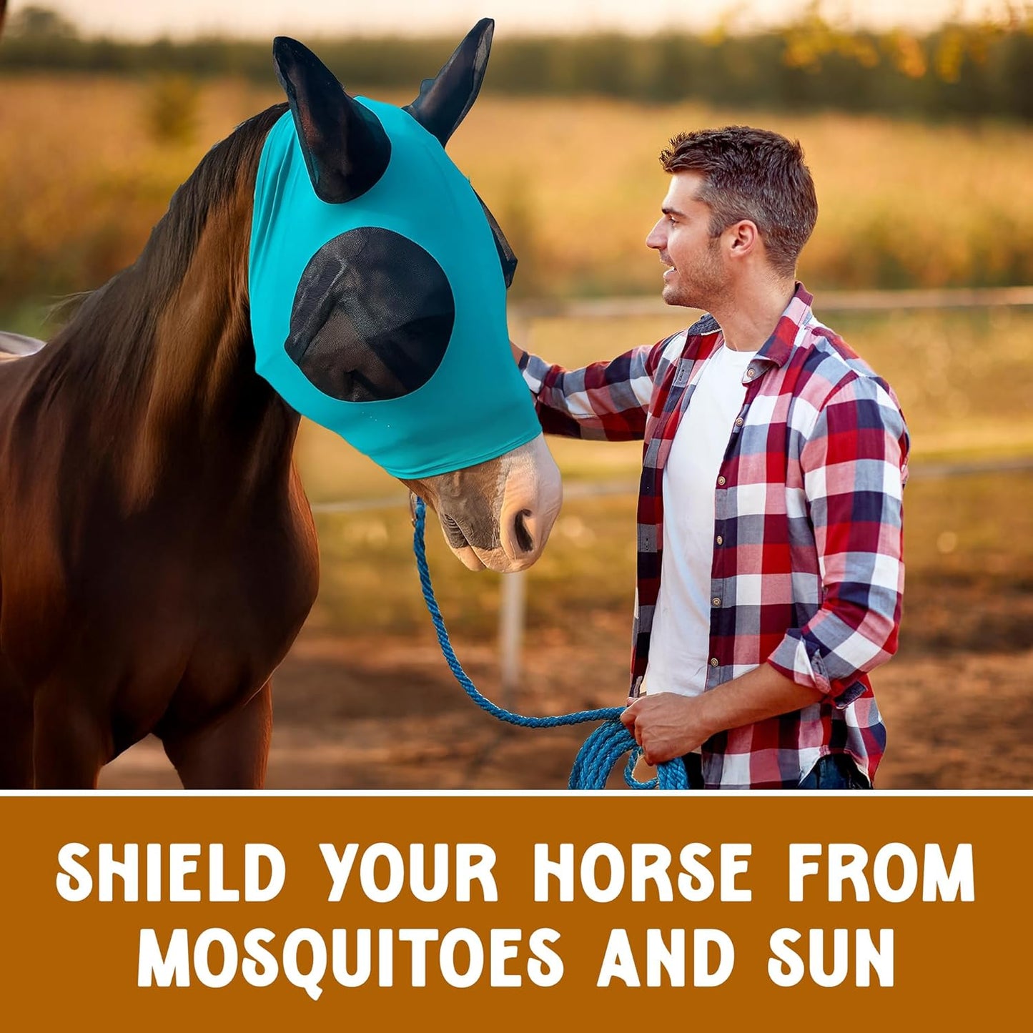 Horse Fly Mask - Arab Equine Fly Mask with Full Coverage for Eye & Ear - Stretchable, UV & Sun Protection Flymask for Horses, Ponies & Mini Horses - Horse Face Cover for Pasture & Trail - Pink